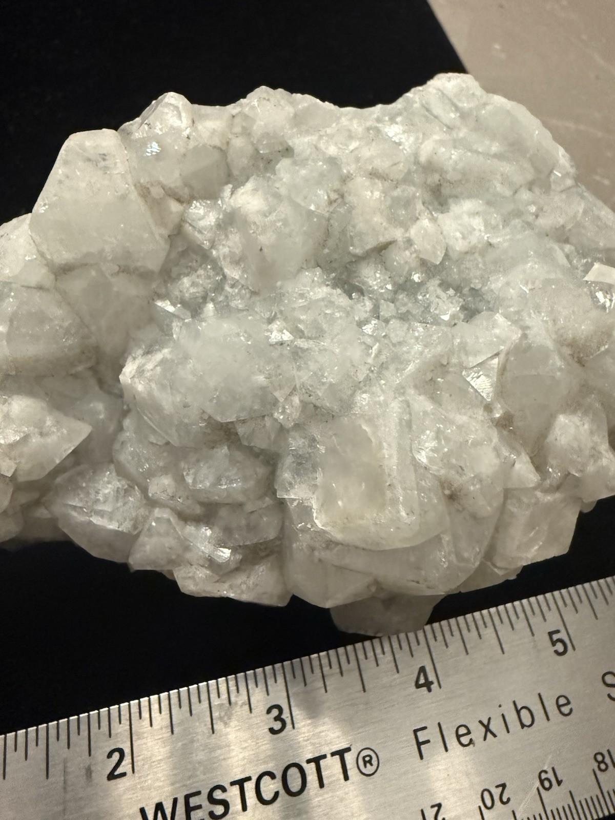 White Crystal Cluster on Matrix Rock Mineral Specimen Approx 5-6 in