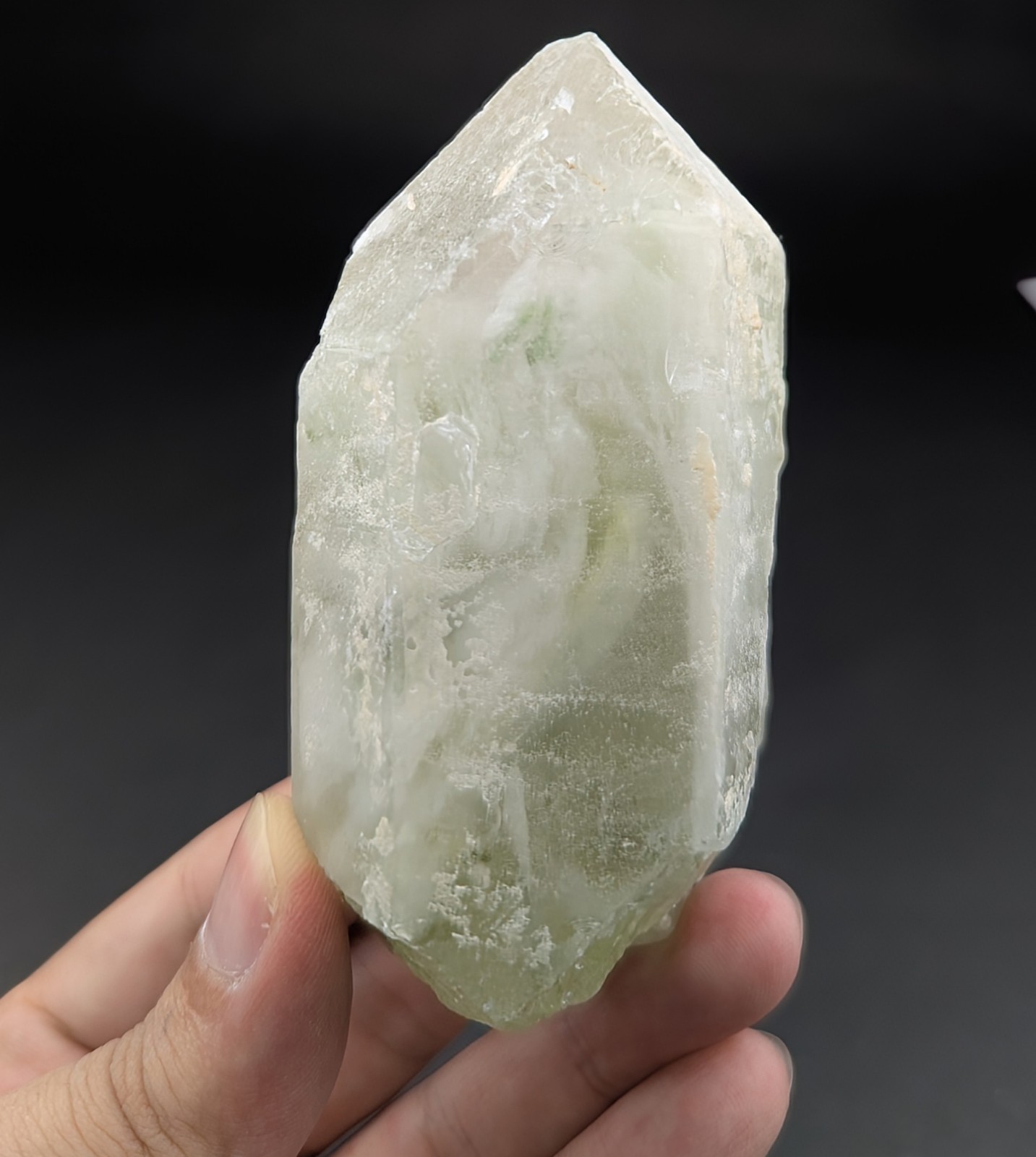 Green Tourmaline Included And Dissolved Quartz Crystal, Afghanistan, 295 Grams