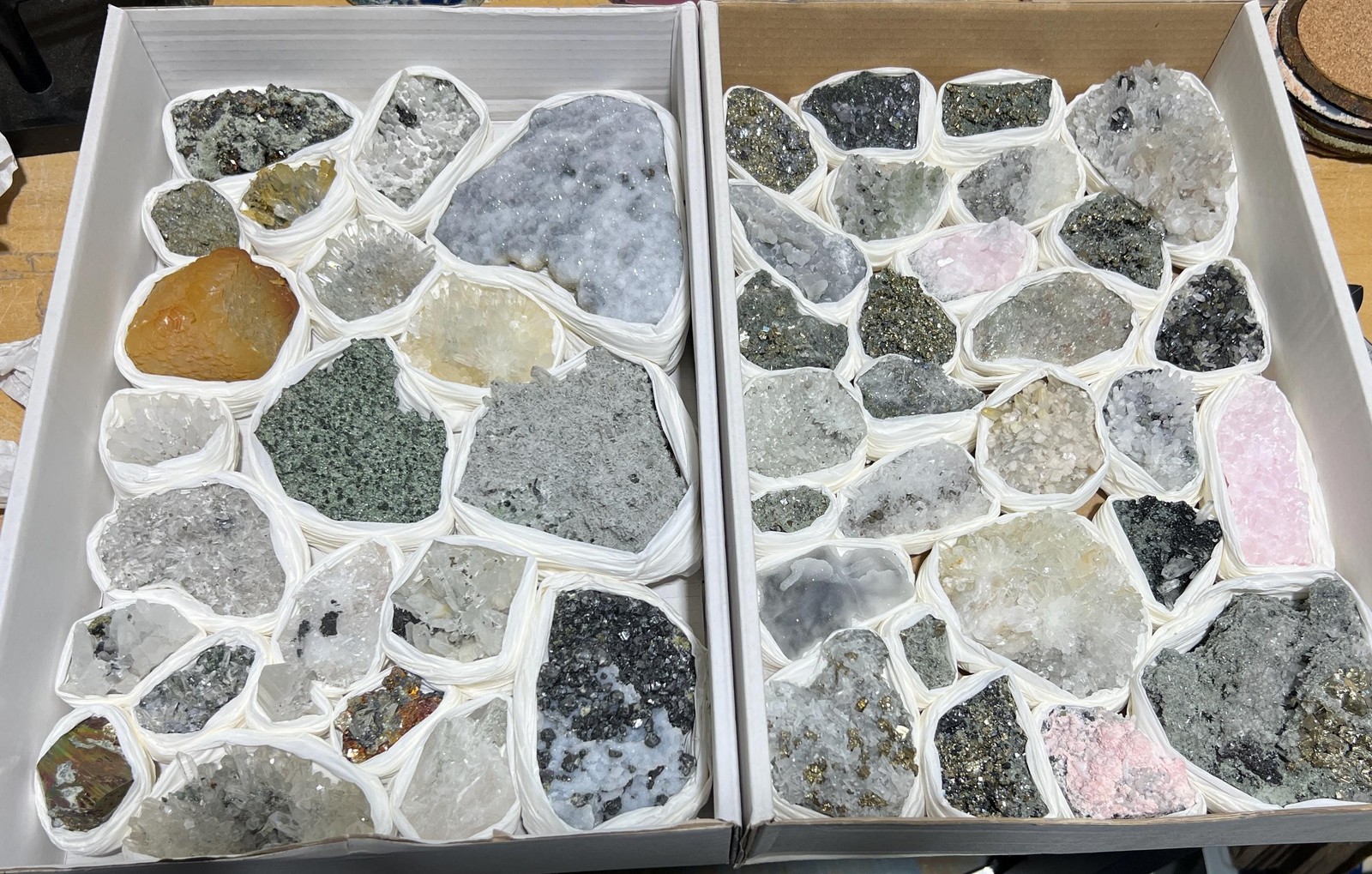 Bolivian Minerals Crystal Mixed Collection (Large 15×10 Inch Flat) Pyrite