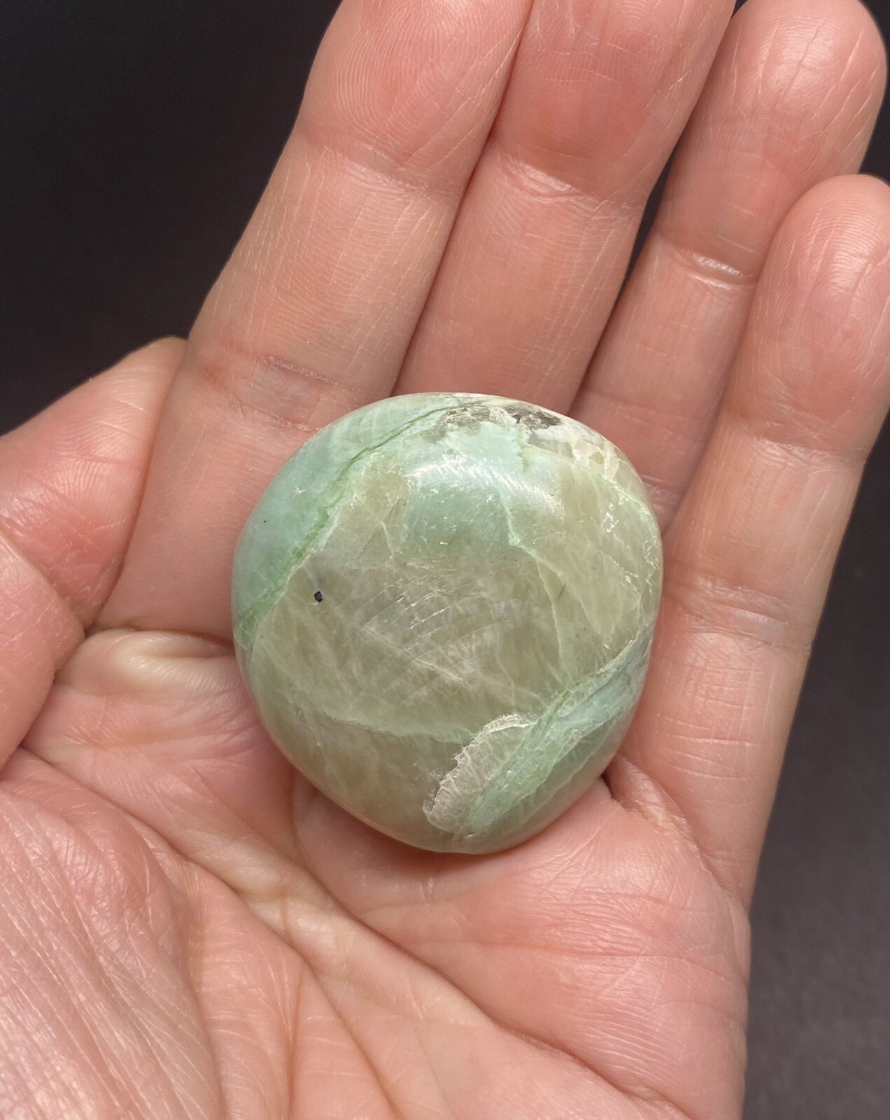 Garnierite Palm Stone From Madagascar 45.4g Over 1 1/2in