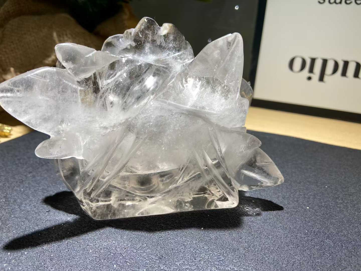 1pc Natural White Quartz Carved Flower Skull Crystal Reiki Healing Decor Gift