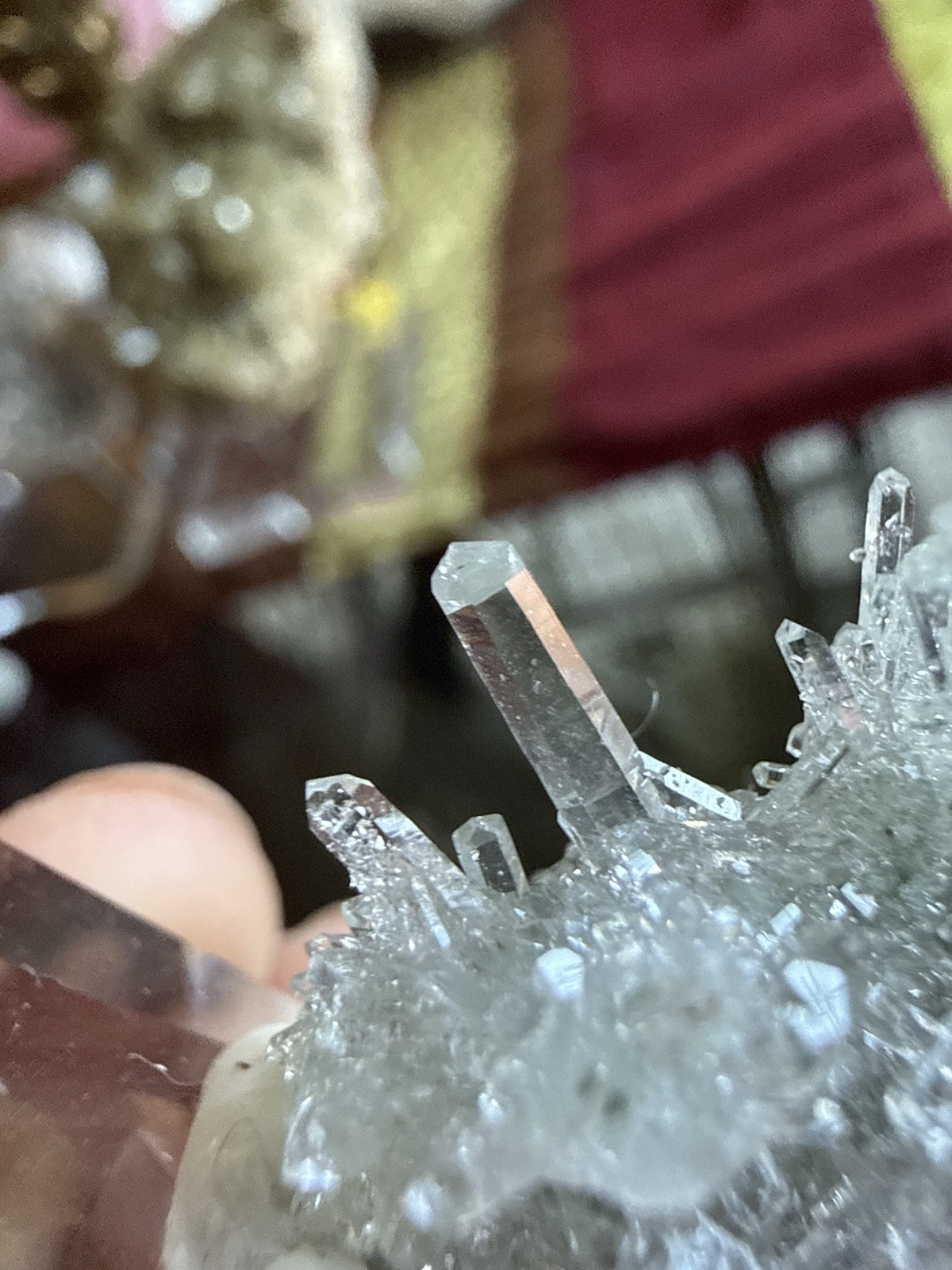 Clear Quartz Crystal Cluster Display Specimen on Acrylic Stand, 0.78 oz