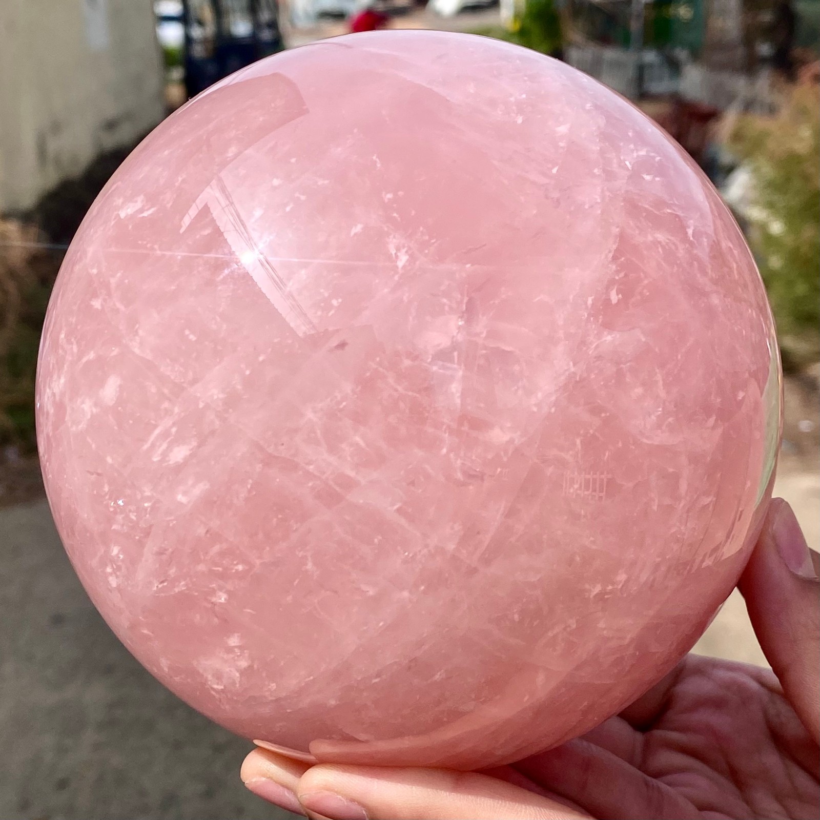 6.68LB Natural Crystal Pink Rose Chakra Quartz Sphere healing ball Specimen