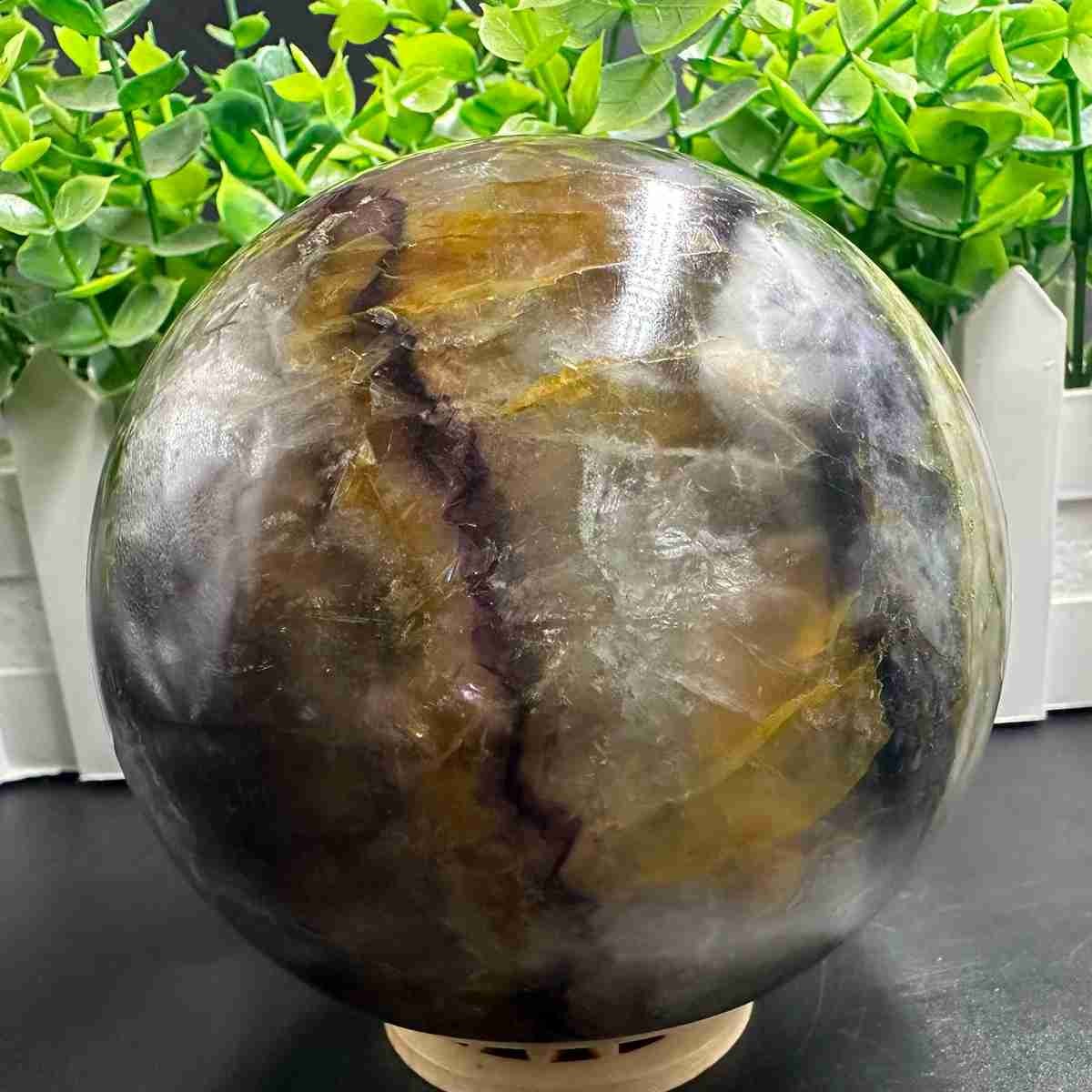 1835g Natural Fluorite Quartz Sphere Crystal Energy Ball Reiki Healing Gem