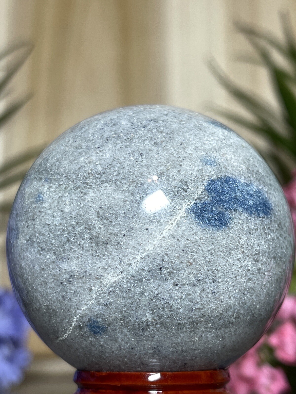Cleavelandite Apatite SPHERE – Mineral Blue Grey Crystal Witch Stone Not K2