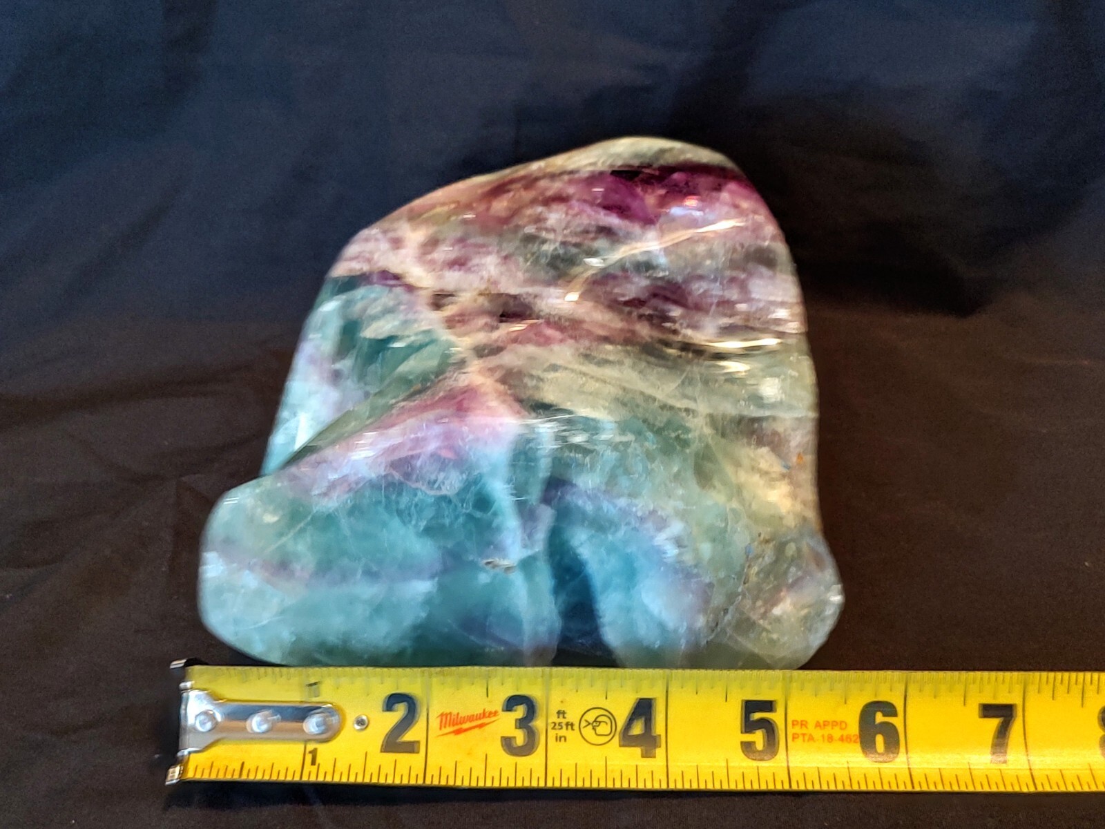 7 LB. Polished GREEN & PURPLE Fluorite Crystal Paperweight Freeform Rock Mineral