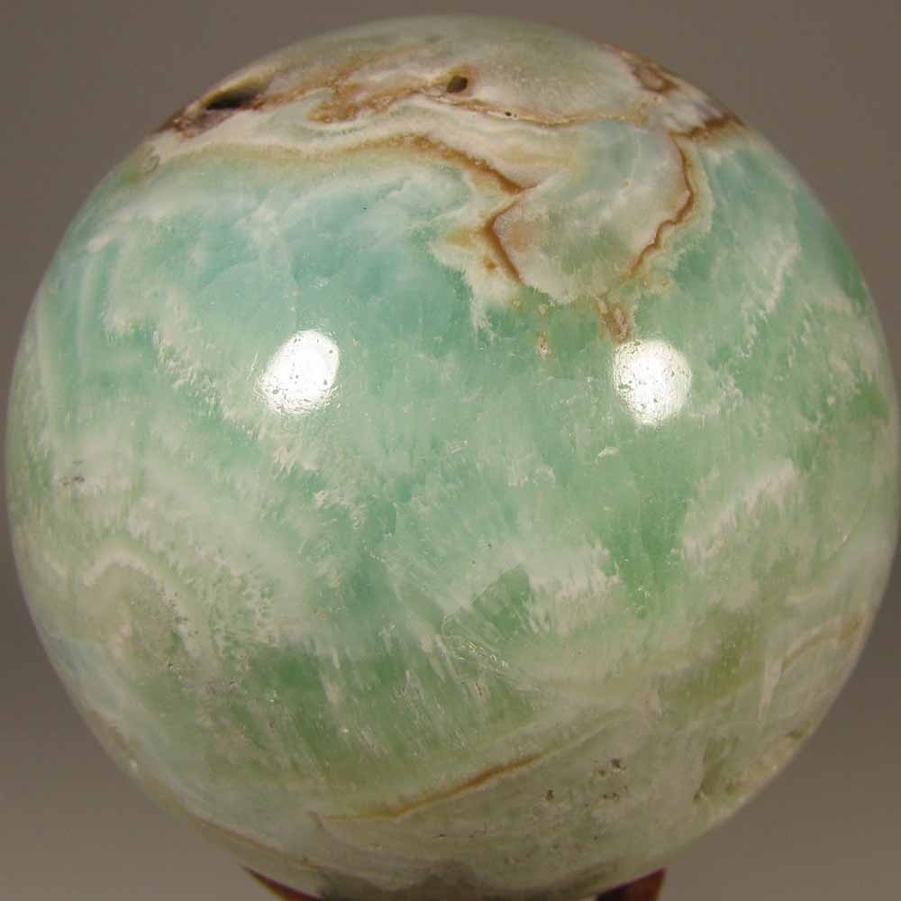 2.8″ Blue CARIBBEAN CALCITE Aragonite Sphere w/ Stand– Afghanistan – 71mm – 1 lb