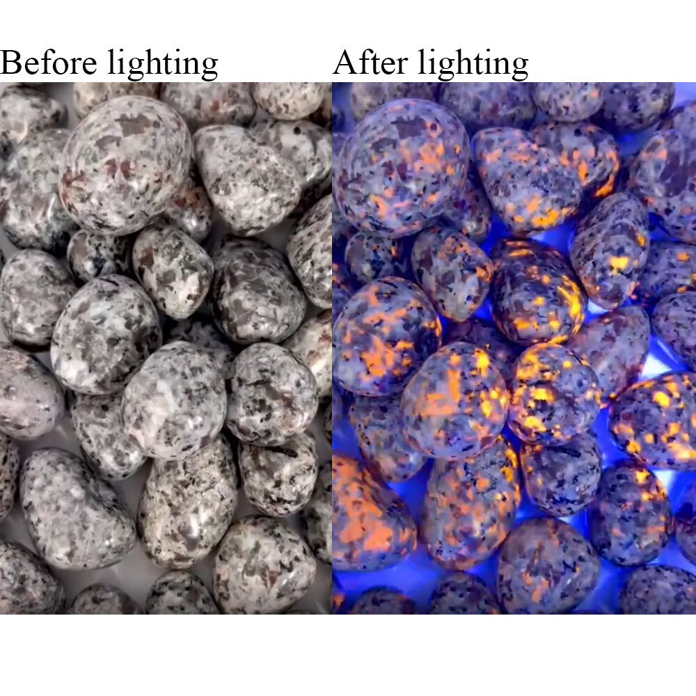 USA Natural Yooperlite UV Fluorescent Glowing Fire Rocks Flame Tumbled Stone