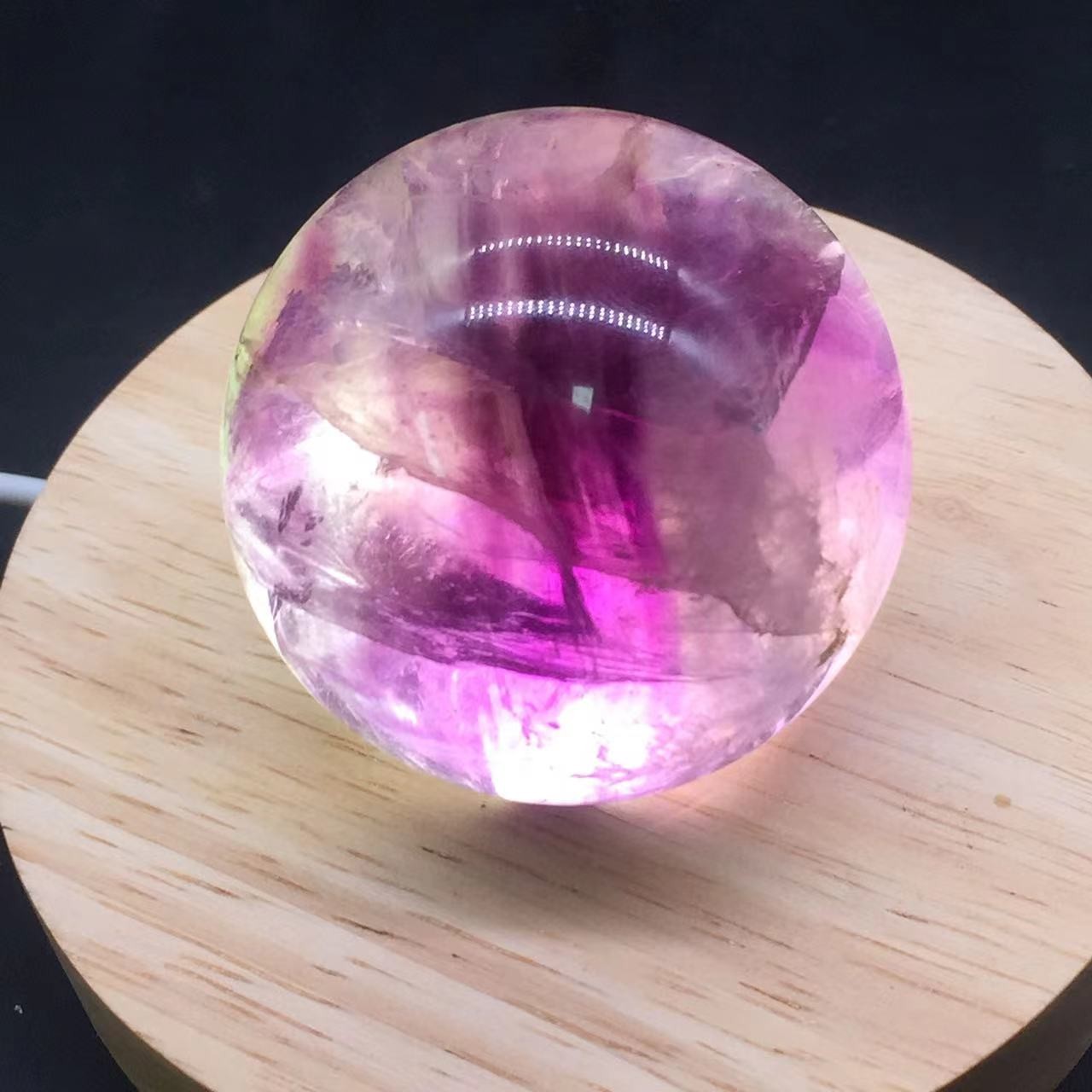 Natural Purple Fluorite Quartz Crystal Carved Ball&Free Stand Healing Reiki 52mm