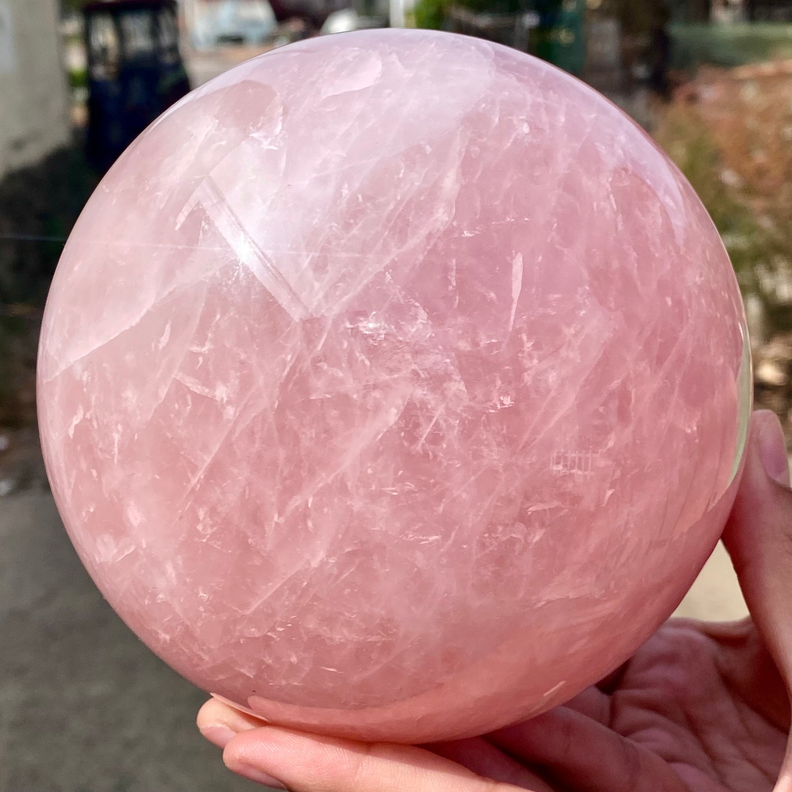 6.68LB Natural Crystal Pink Rose Chakra Quartz Sphere healing ball Specimen
