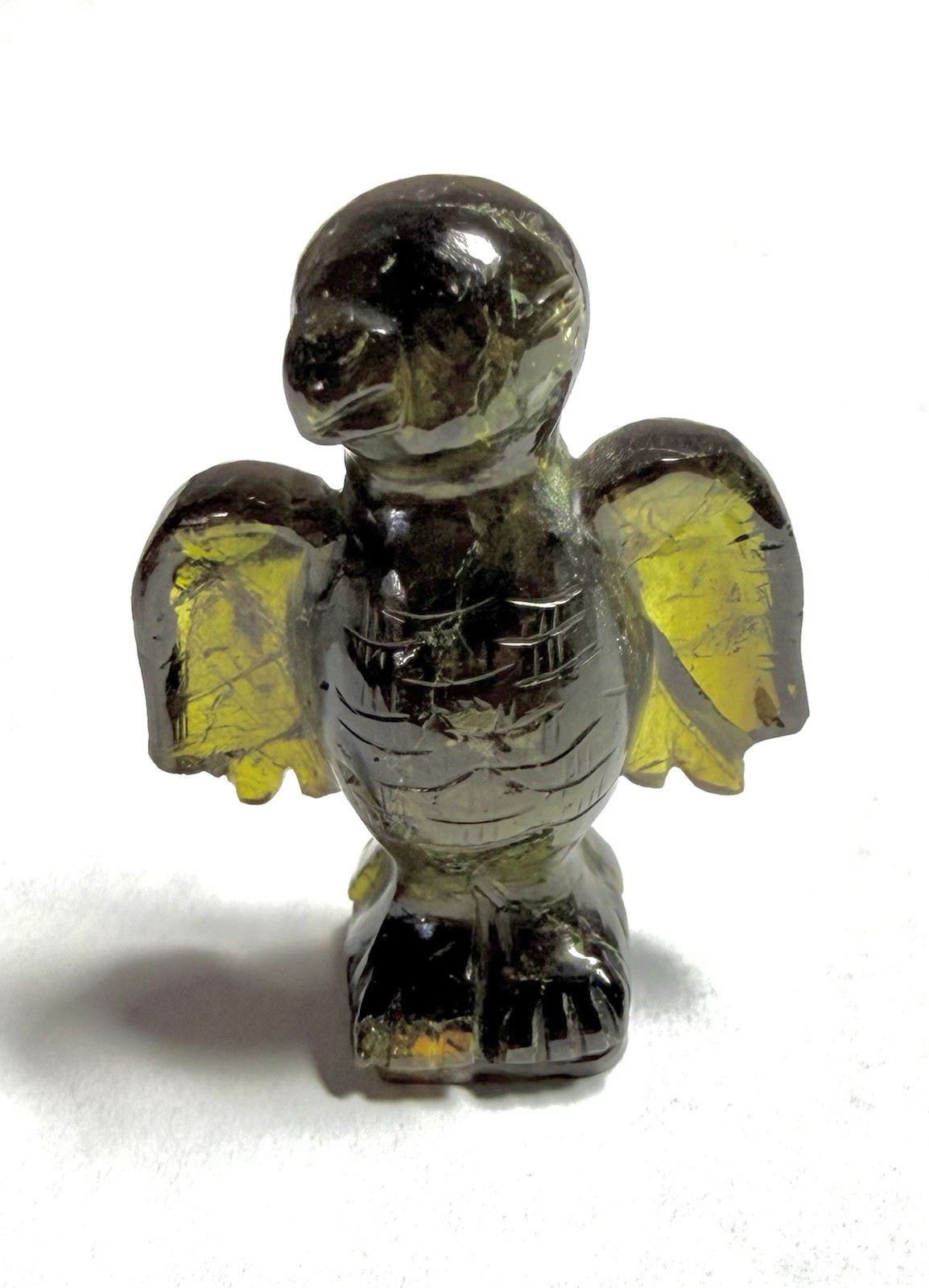 Cool Bird Carving In Beautiful Moldavite 56.9 Cts