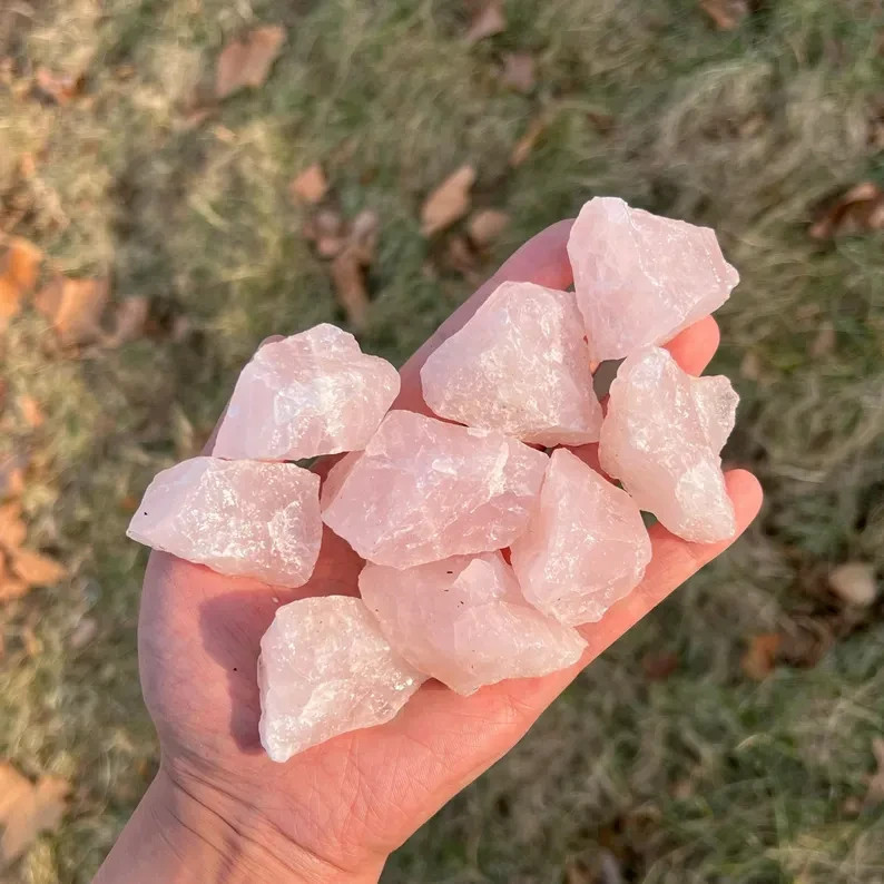 3Pcs Natural Rose Quartz Raw Crystals Rough Pink Stone Mineral Specimens Gift