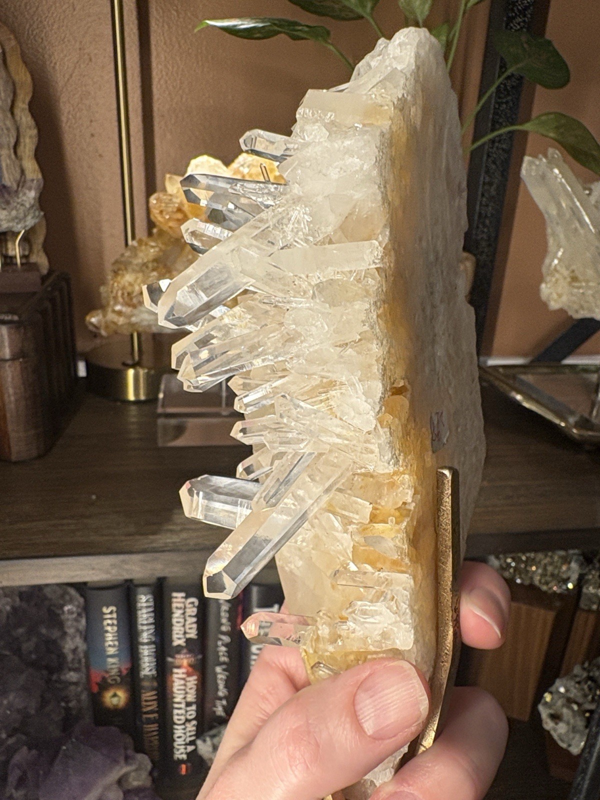 Golden Lemurian Quartz with Custom Stand From Brazil Quartz is 8in x 3in