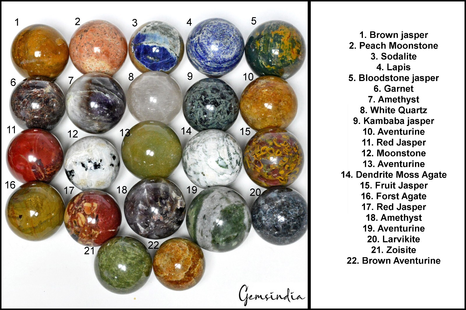 22 Pcs Set/48-61mm Natural Multi Color Healing Crystal Mineral Gem Spheres/Ball