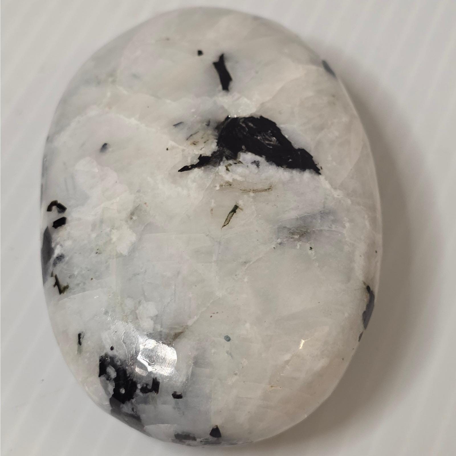 Unbranded Moonstone Palm Stone 2.75in White Black Excellent Specimen