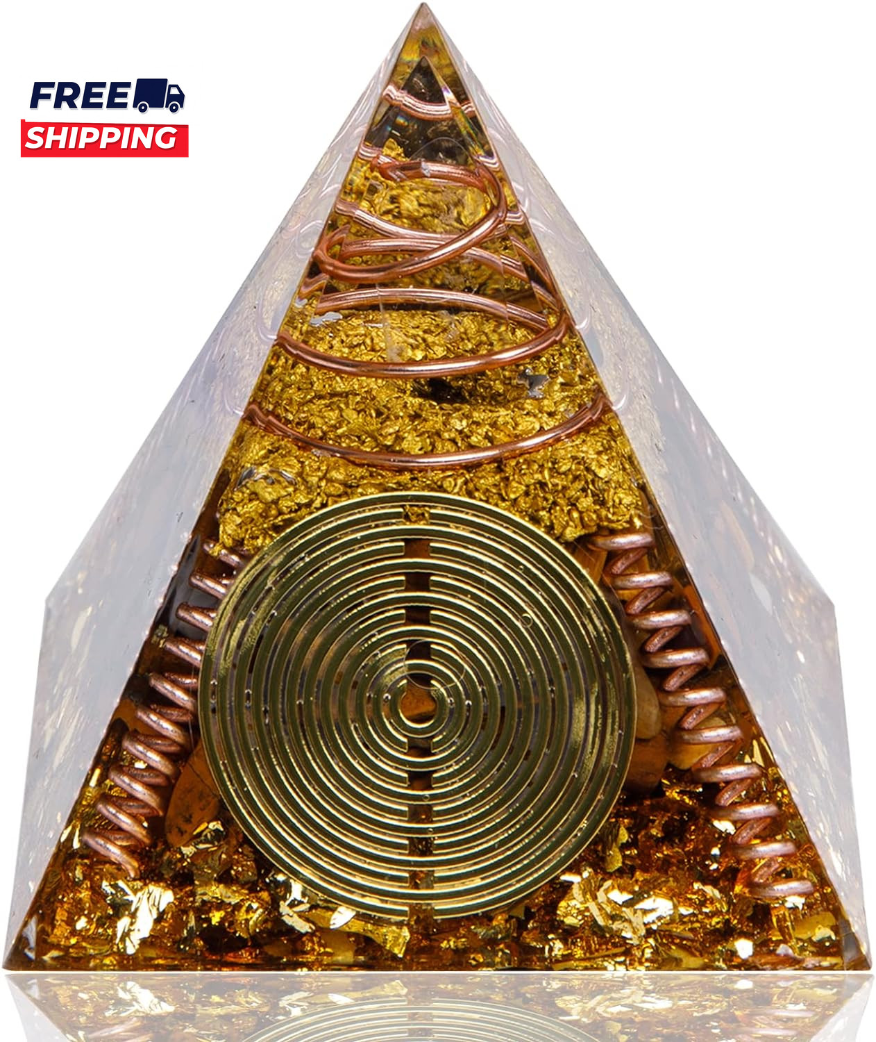 Orgone Pyramid Small Healing Crystals Pyramid with Tiger’S Eye Stones Orgonite