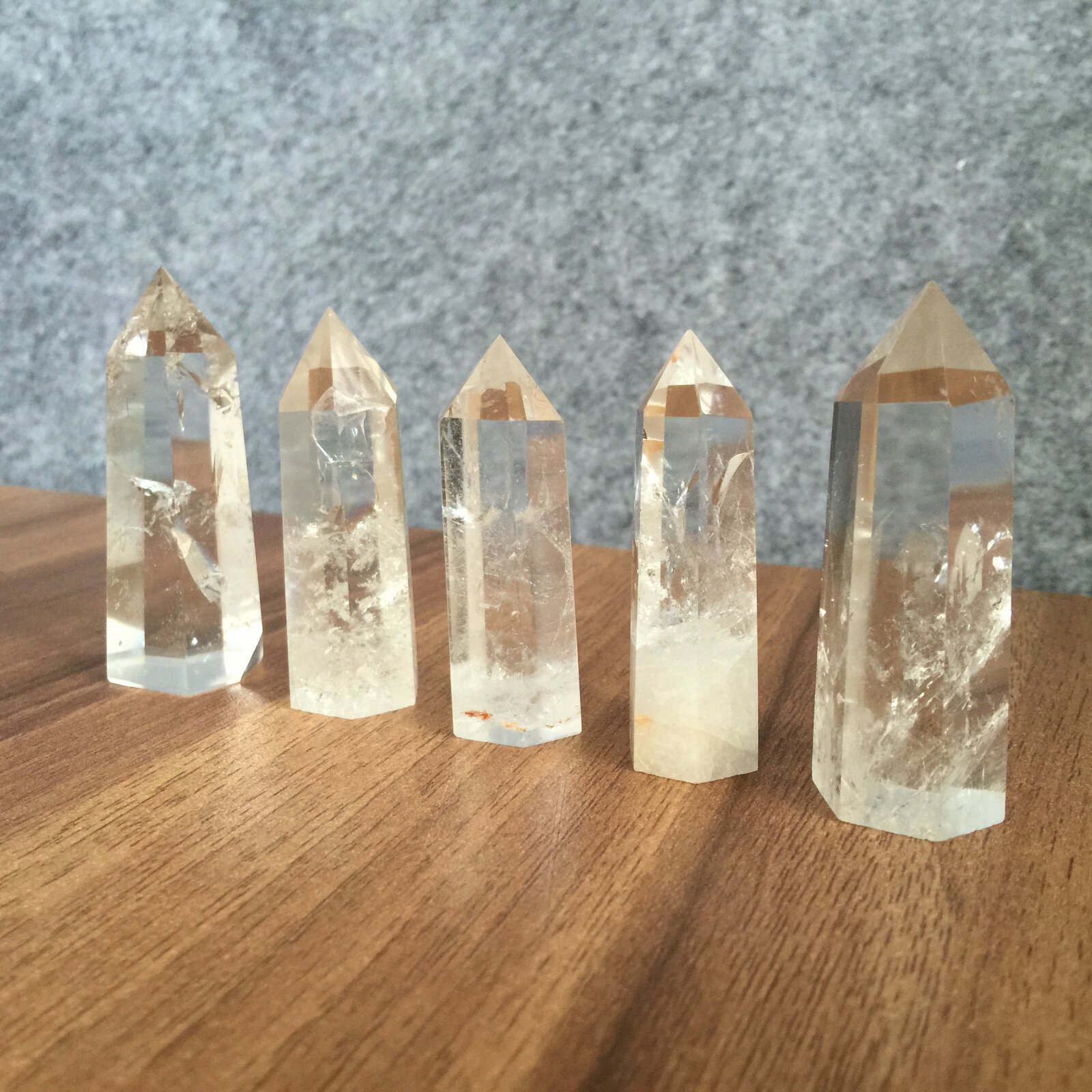 5PCS Natural clear obelisk quartz crystal point tower wand reiki healing