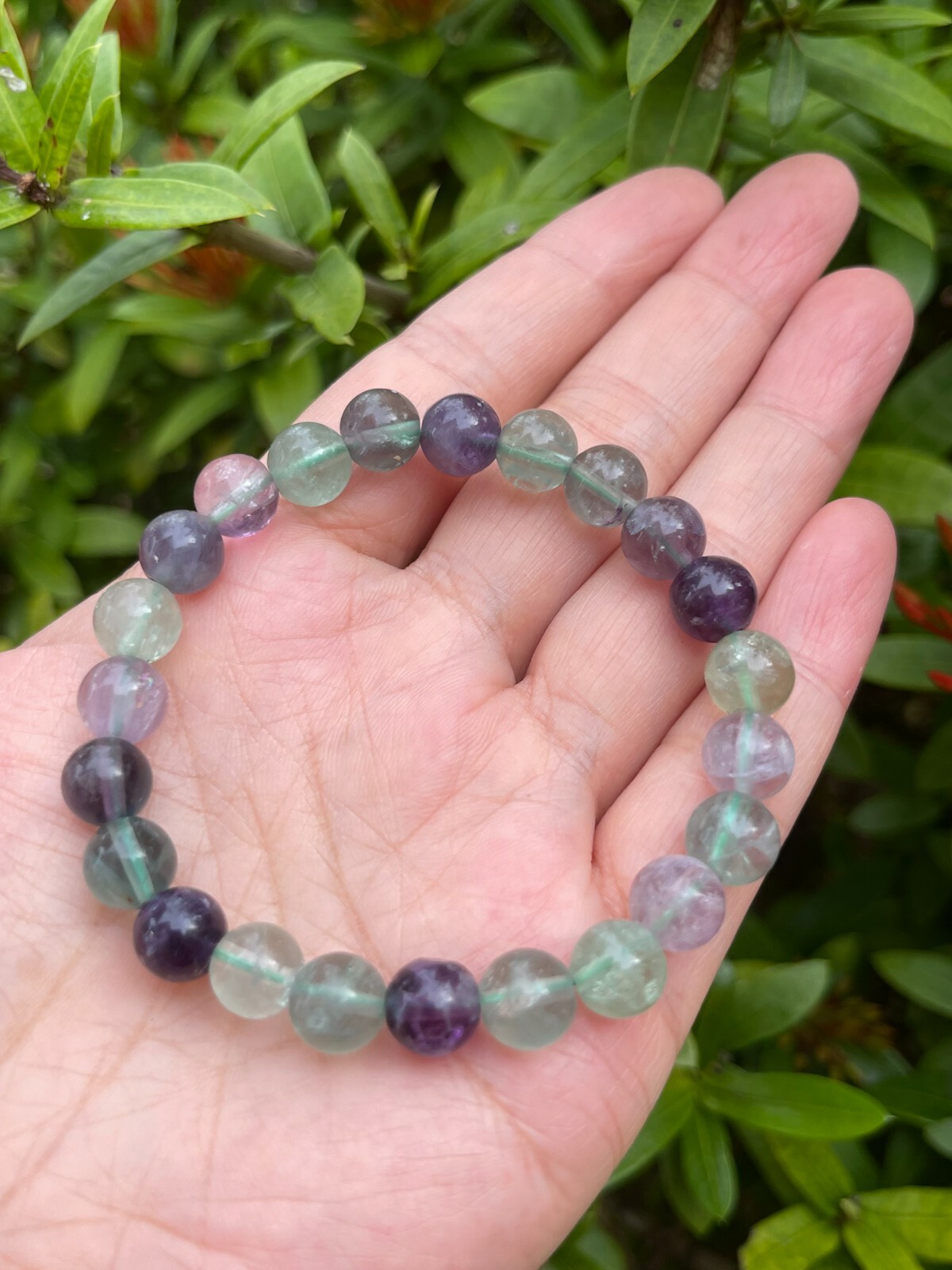 Grade A++ Fluorite Crystal Bead Bracelet 8mm, Genuine Fluorite Gemstone Bracelet