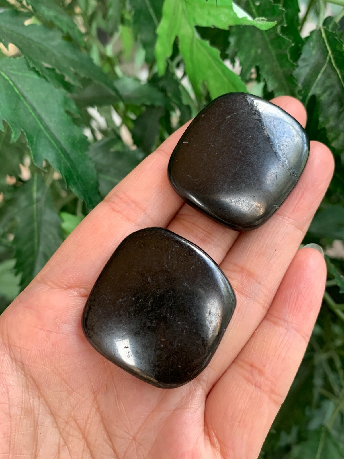 Shungite Smooth Stones, 1.25″-1.75″ Polished Shungite Palm Stones, Wholesale Lot