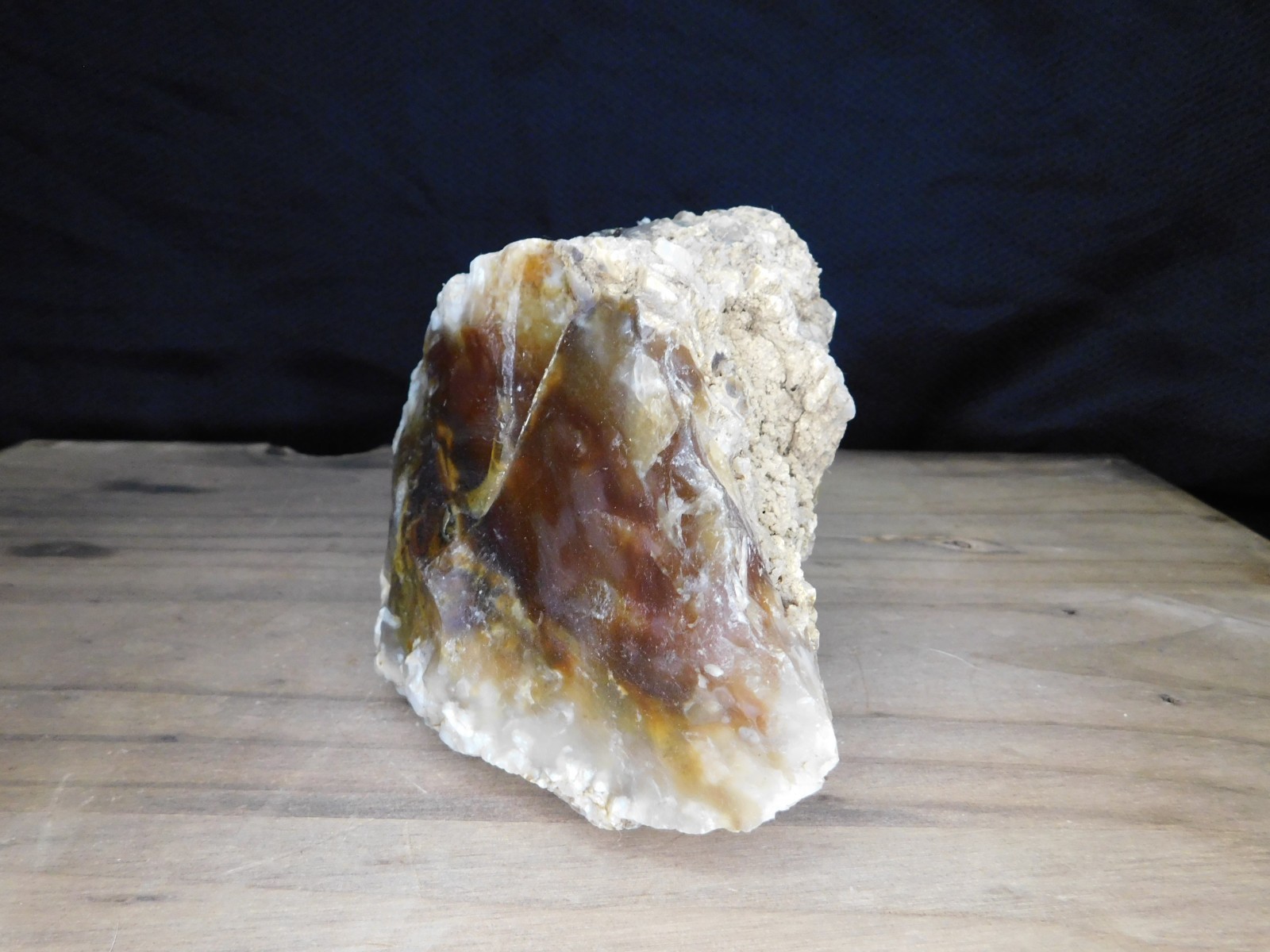Dark Caramel Brown and White Agate 2 lbs. 9oz. Vintage