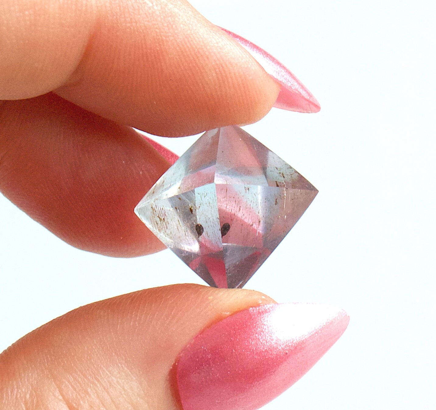Polished Fluorite Octahedron Gem Blue With Oil Inclusions Illinois 2.0 Cms