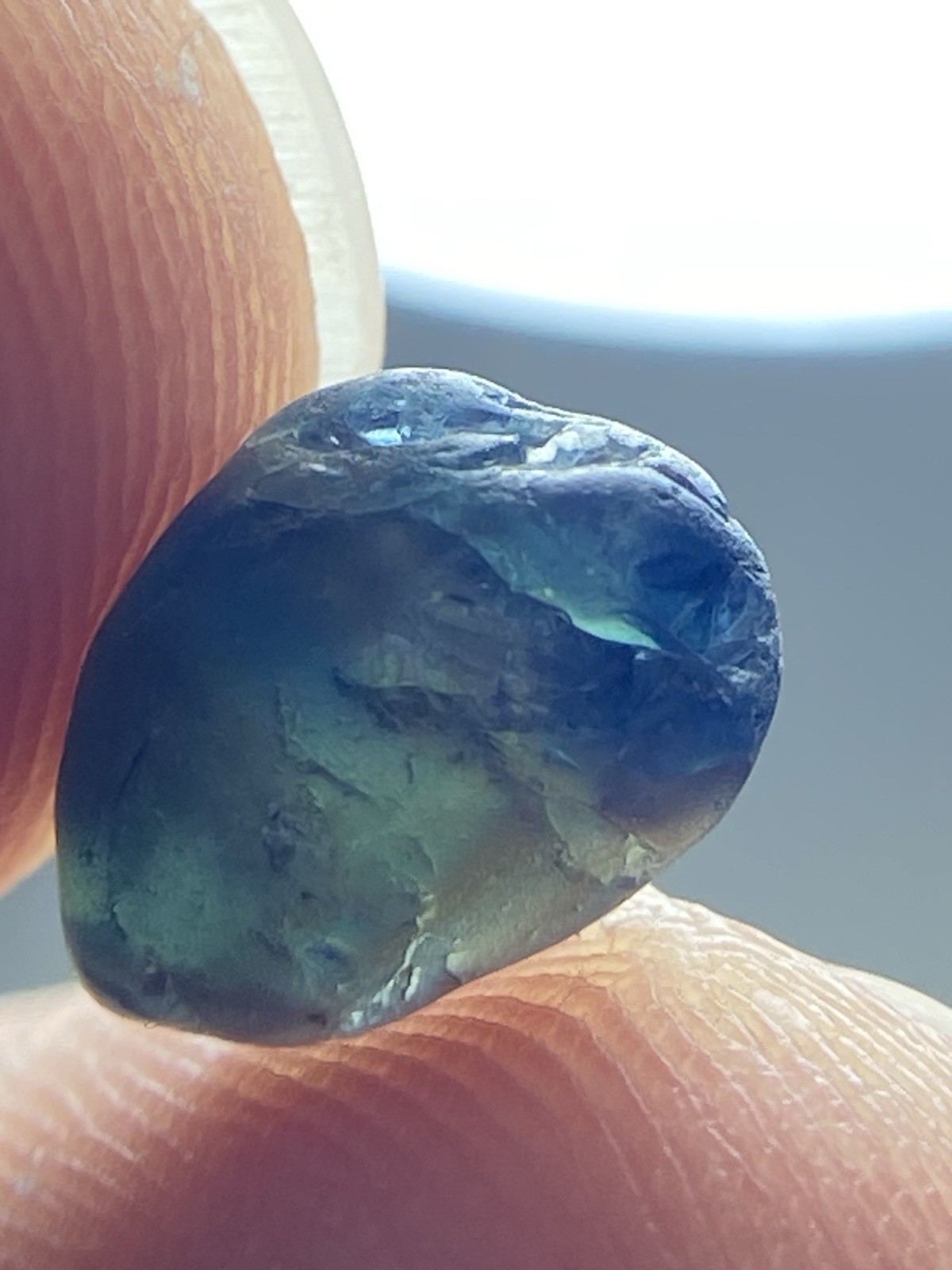 3.75 Carats Amazing Facet Grade Blue Teal Sapphire Rough Piece@Madagascar