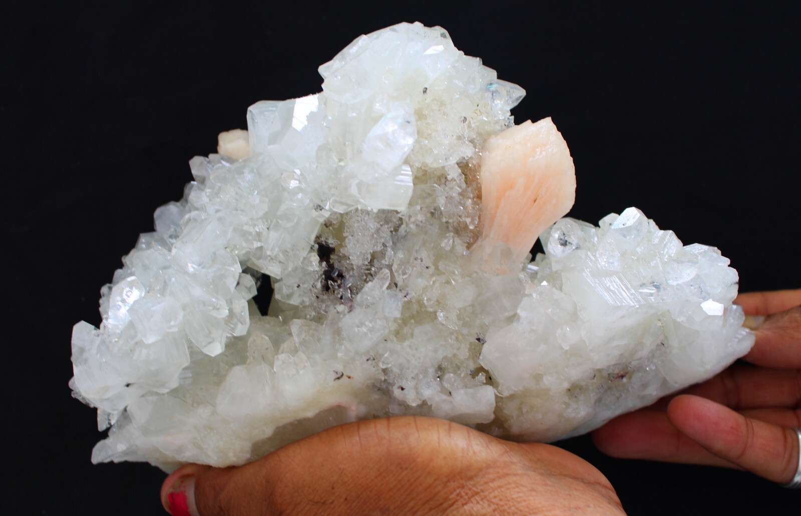 Apophyllite Crystals With Stilbite On Milky Coral Matrix Minerals Specimen