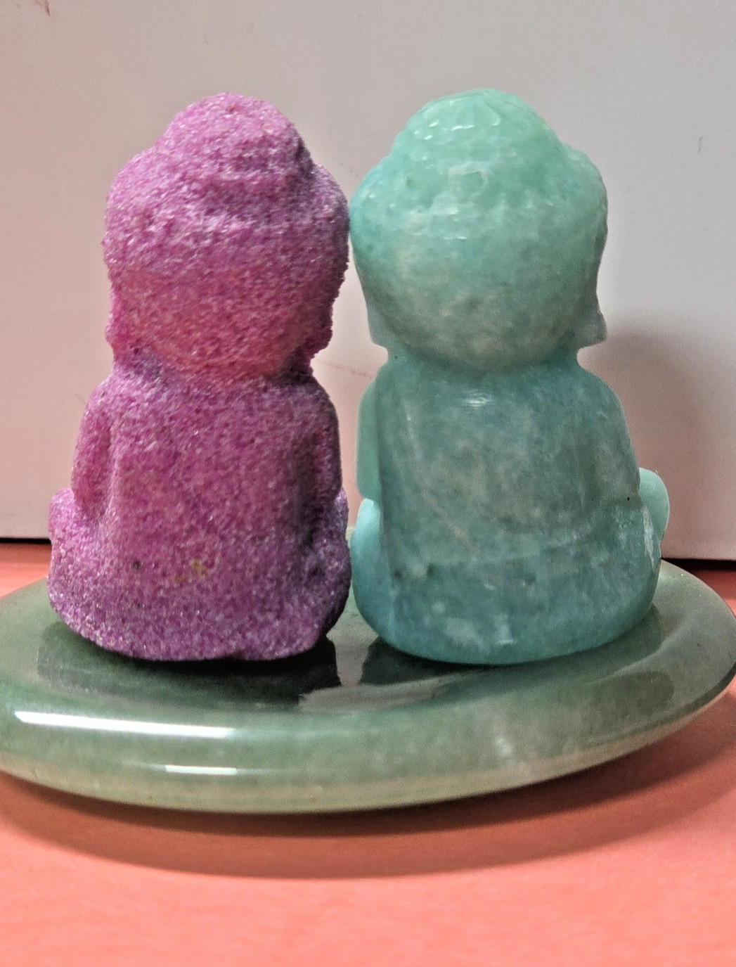 3 Pc Crystal Buddha Carving Set 1.5″ UV Reactive HoneyComb Ruby Green Aventurine
