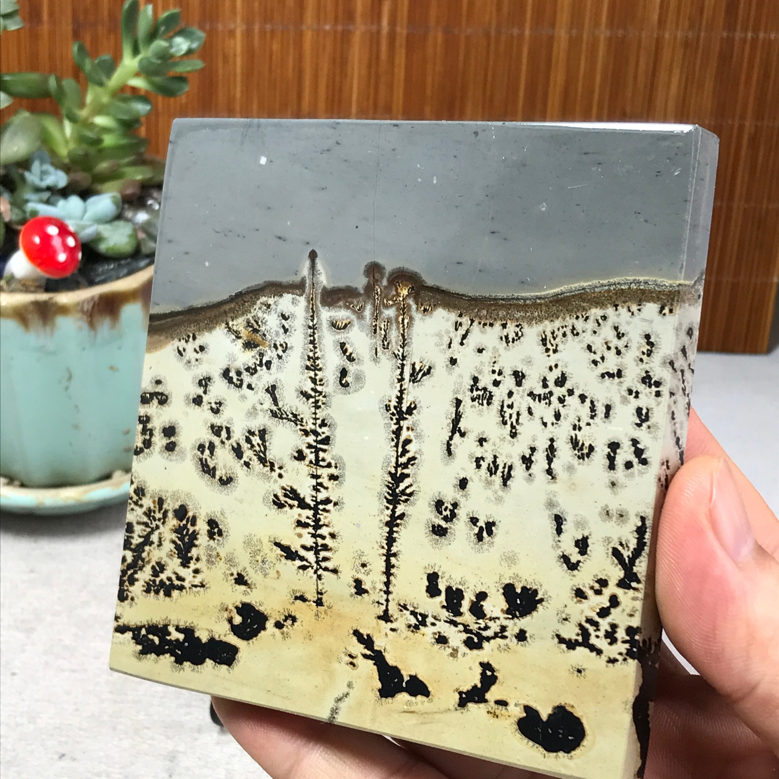231g Natural Chinese painting stone crystal ornaments for home decoration A6865