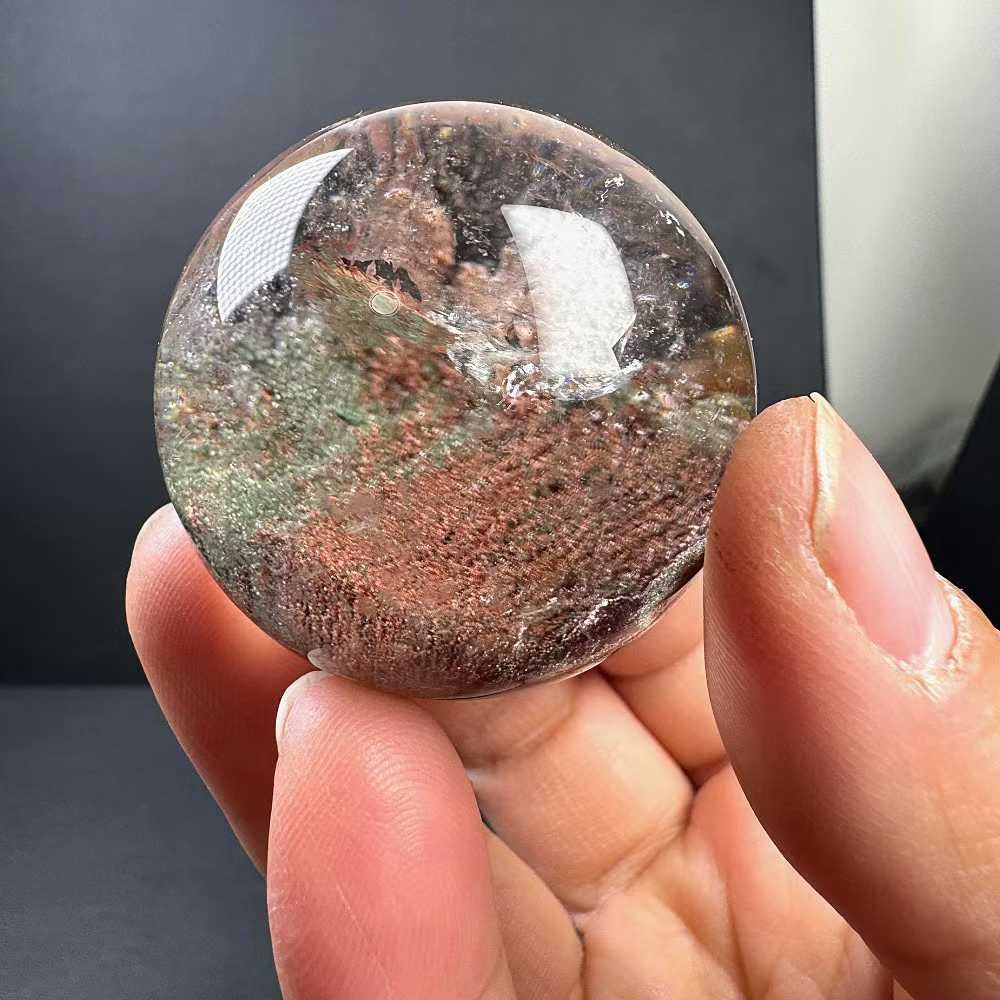 40mm Natural Ghost Quartz Sphere Crystal Ball Mineral Reiki Decor +Stand