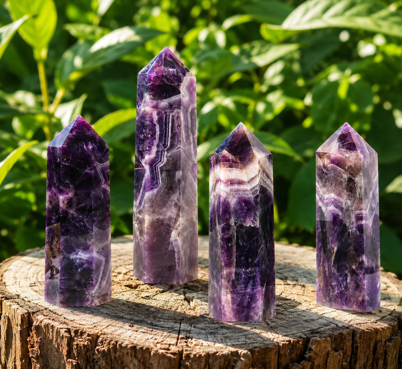 Natural Chevron Amethyst Crystal Tower Spiritual Decoration Healing Reiki