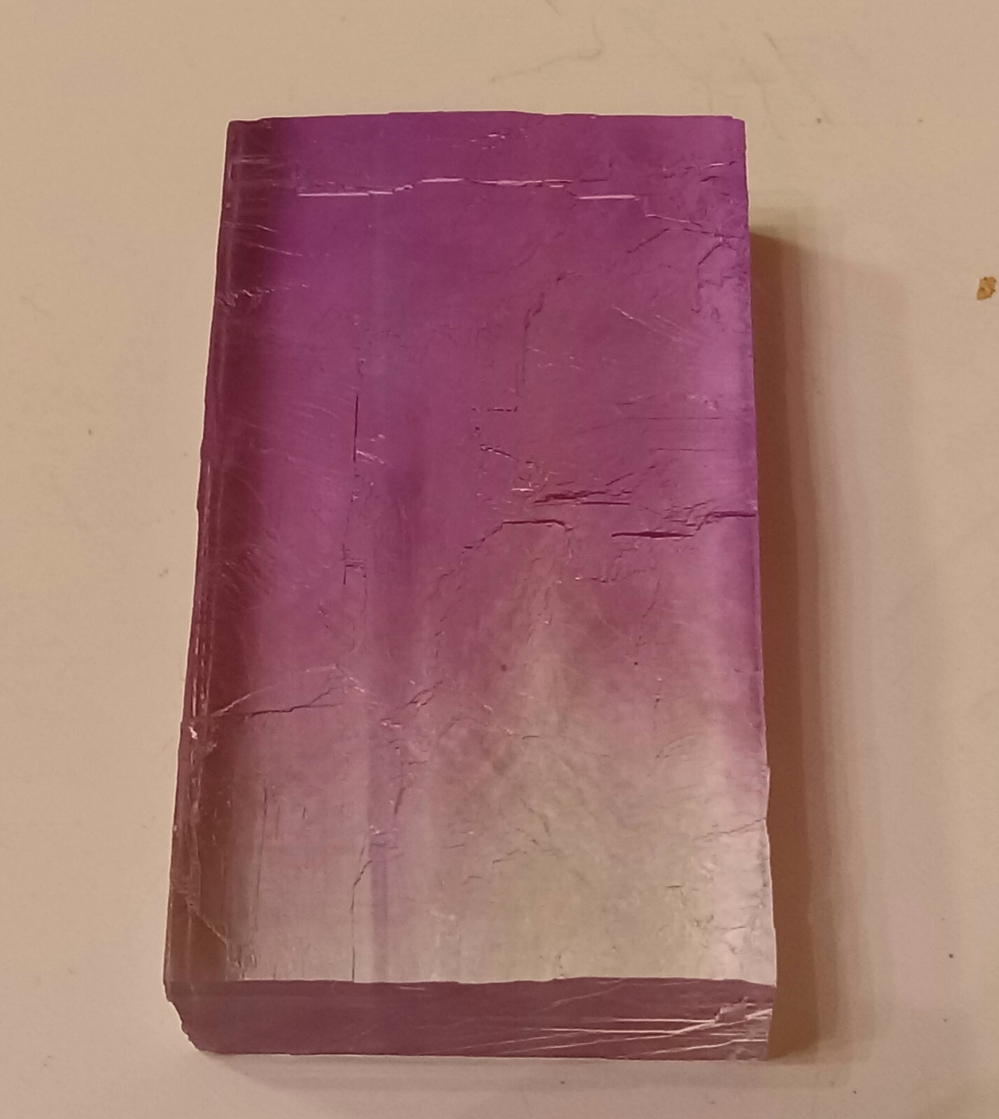 PURPLE HALITE CRYSTAL. Rectangle Shape. Transparent & Clear. 22 grams. 110 ct.
