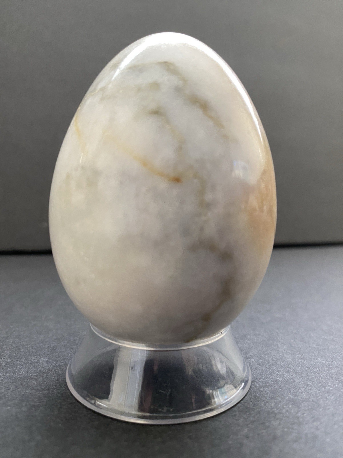Natural Onyx Stone Egg With Stand Hand Polished Banded Agate Calcite Crystal