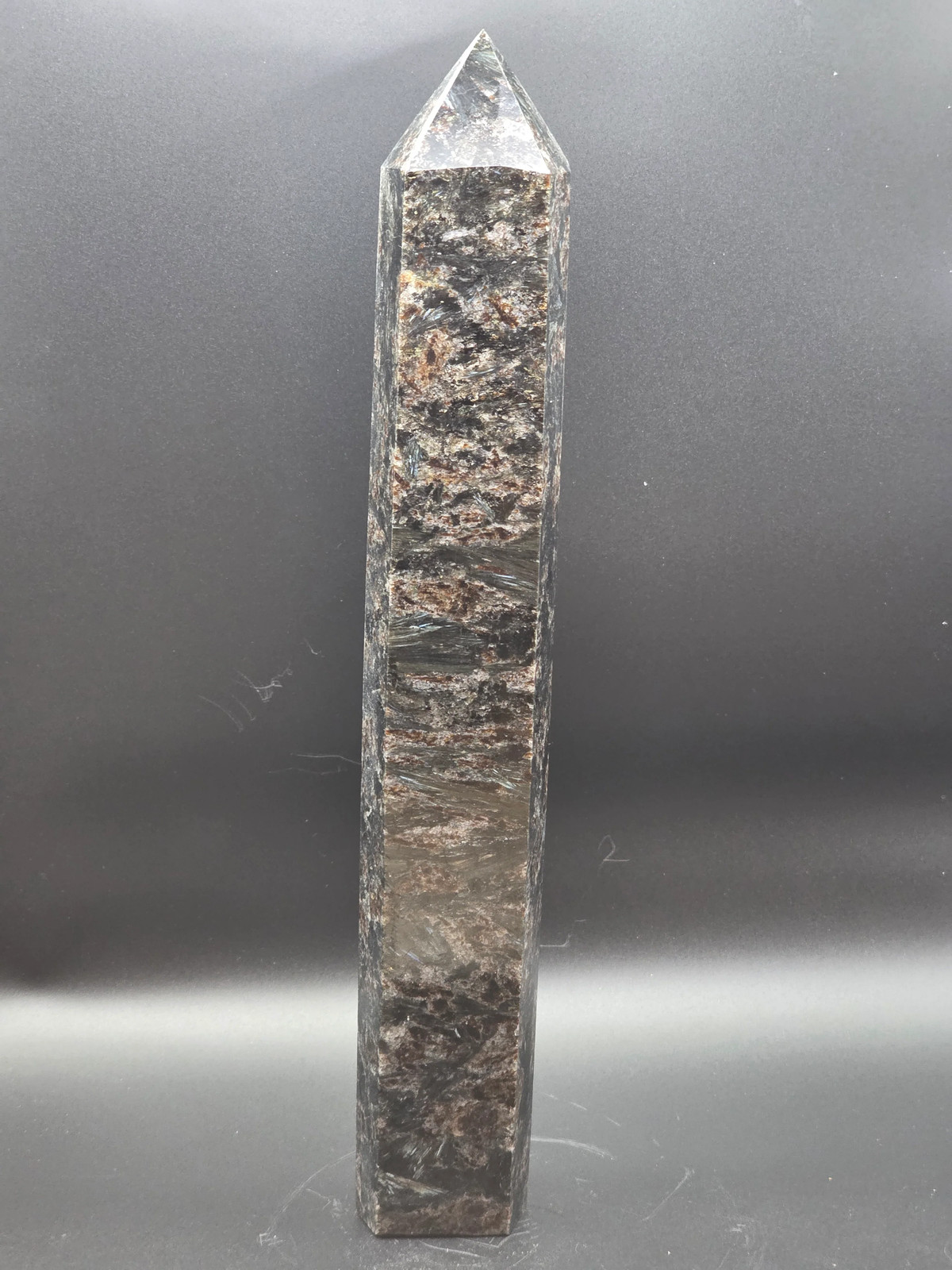 Jumbo arfvedsonite tower! 12 inches tall, 2.8 pounds