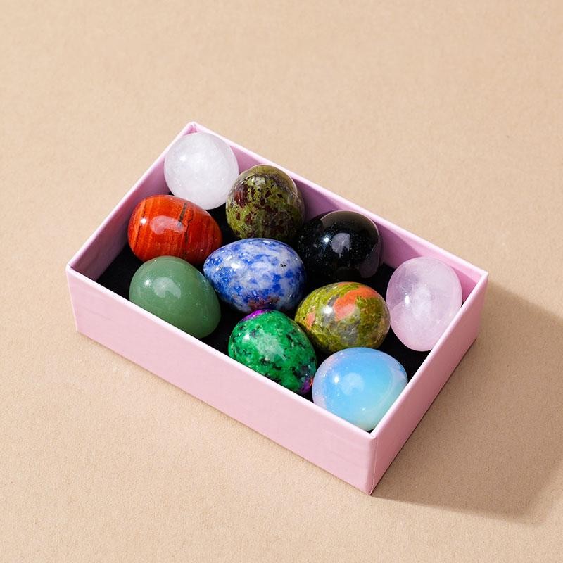 5/7/10pcs /box Natural Crystal Egg Stone Mini Polished Gemstone Jewelry Home Dec