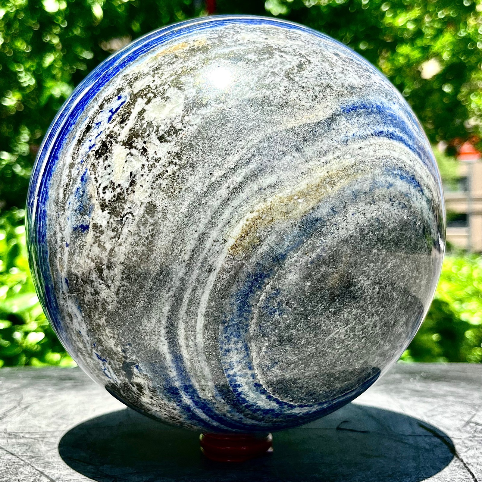 23.14LB Natural Lapis lazuli jasper Quartz Sphere Crystal Ball Reiki Healing