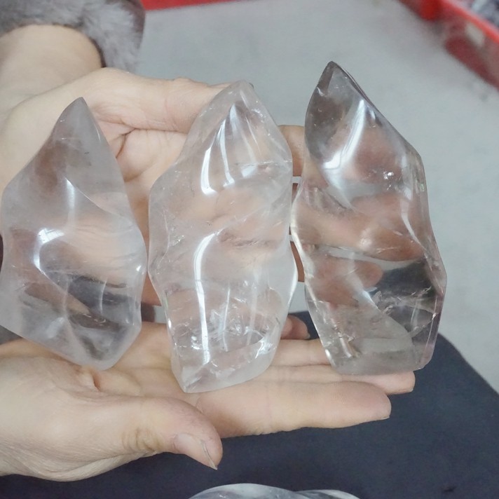 11LB 25 Natural Clear White Quartz Crystal Flame Point Carved Polished Healing
