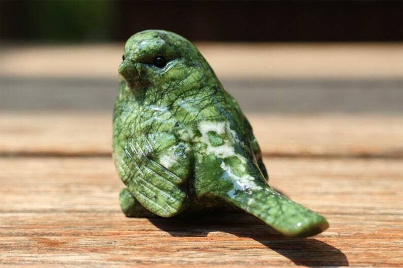 1pc Natural Green Jade Quartz Carved Bird Skull Crystal Reiki Decor Gift 2.4”