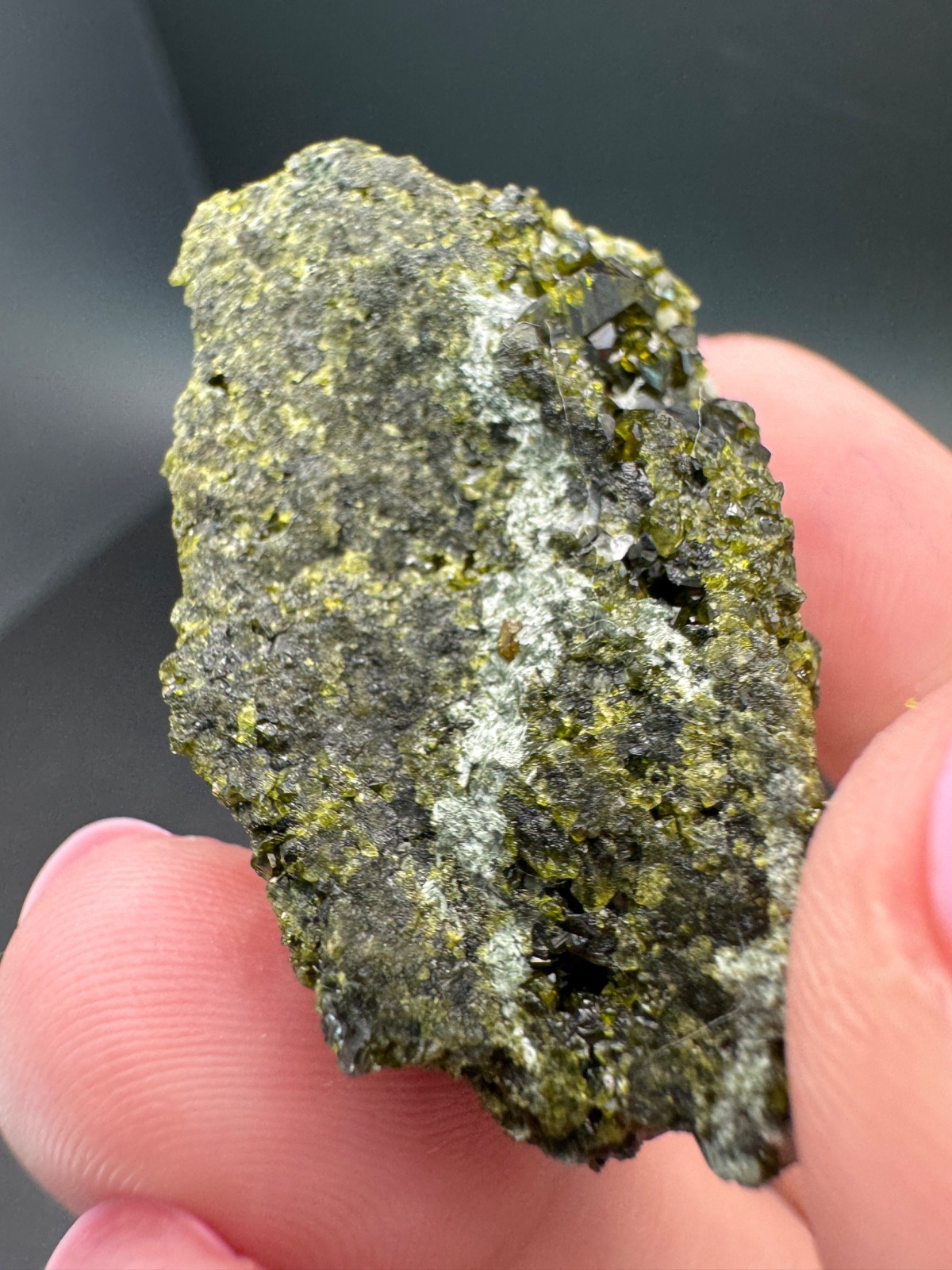 6829 Sparkly Green Epidote with Clear Quartz Calumet Iron Mine, Colorado 32g