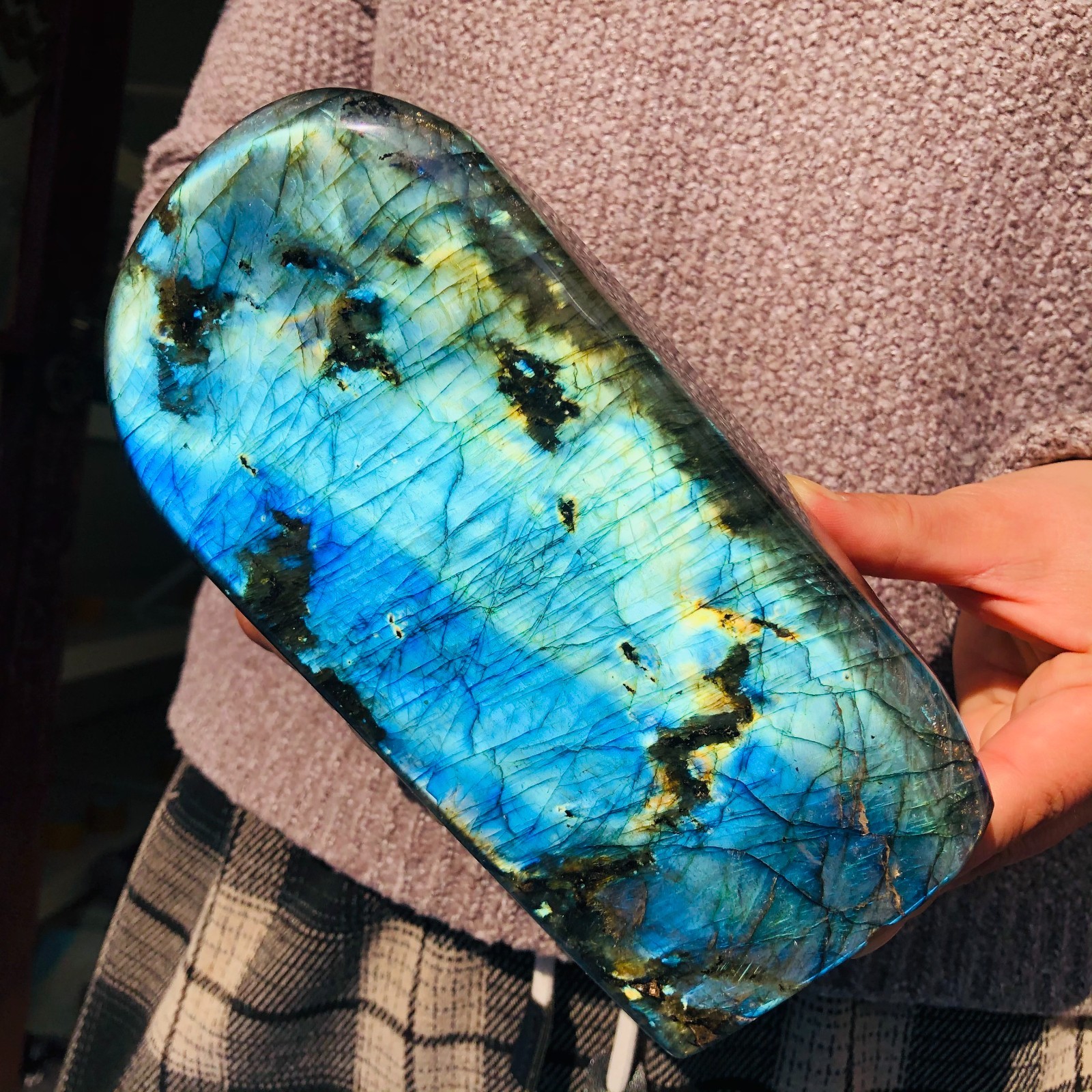 3.9LB Natural Labradorite Quartz Crystal Mineral Spectrolite Healing