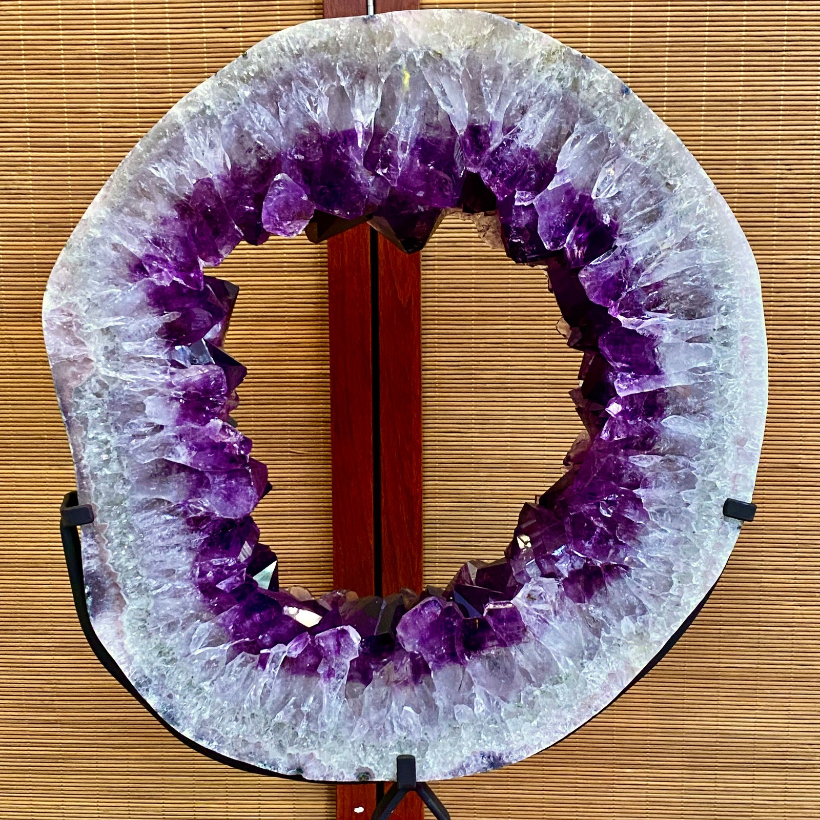 28.4LB Natural Amethyst Cave Crystal Slice Crescent shaped Hand Cut Repai