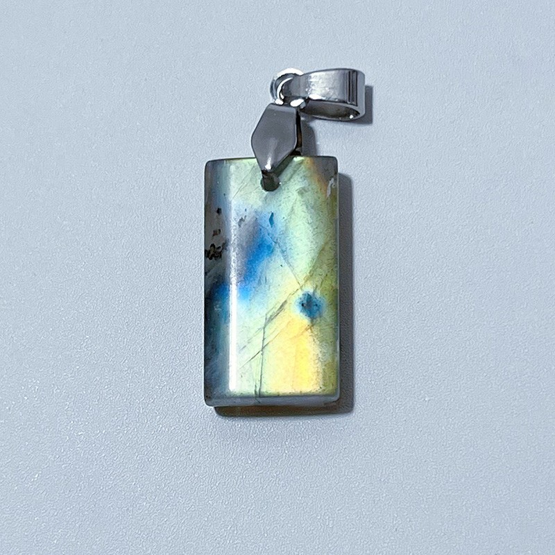 Natural Labradorite Stone Rectangle Shape Pendant Full Flash Labradorite Pendant