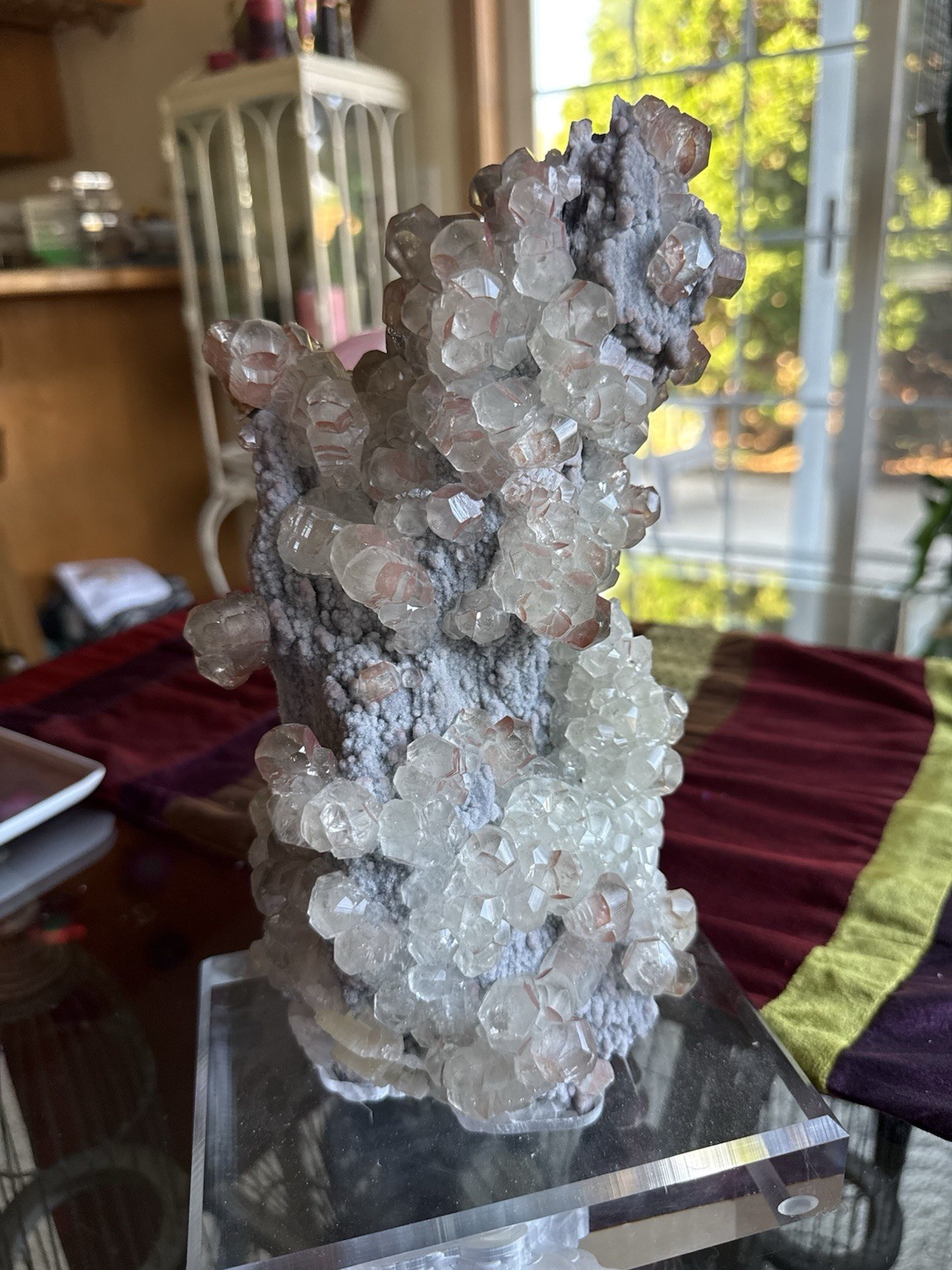 Stunning Collectors Red Benz Calcite Crystal Specimen w/Acrylic Stand 4.8lb