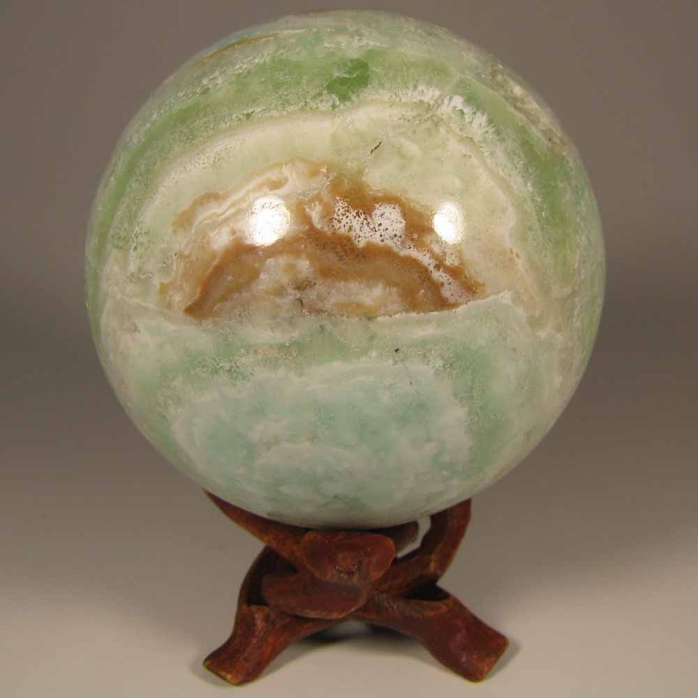 2.8″ Blue CARIBBEAN CALCITE Aragonite Sphere w/ Stand– Afghanistan – 71mm – 1 lb