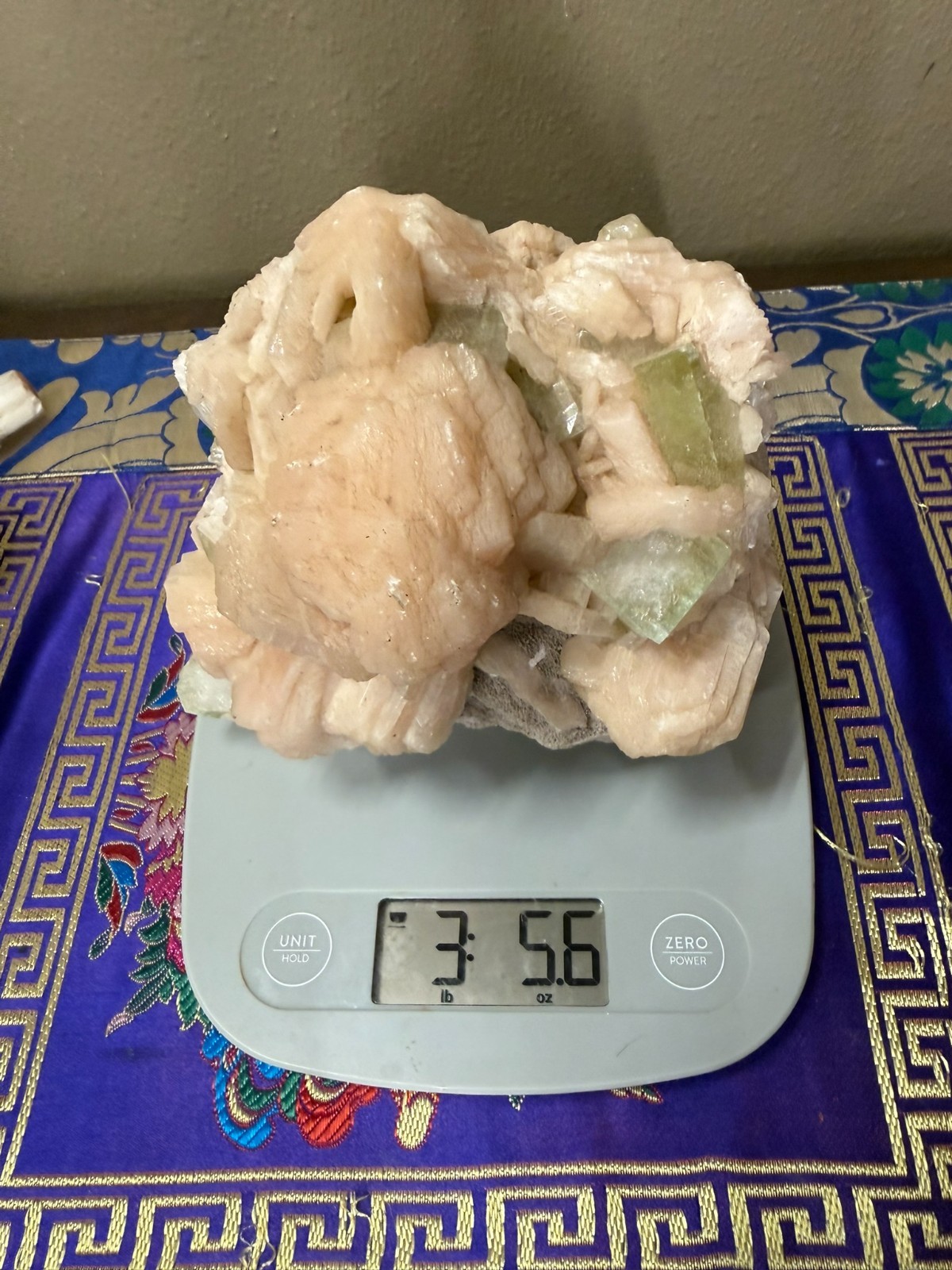 Large 3.4lb Green Apophyllite Peach Stilbite Heulandite Crystal Cluster 5.25″