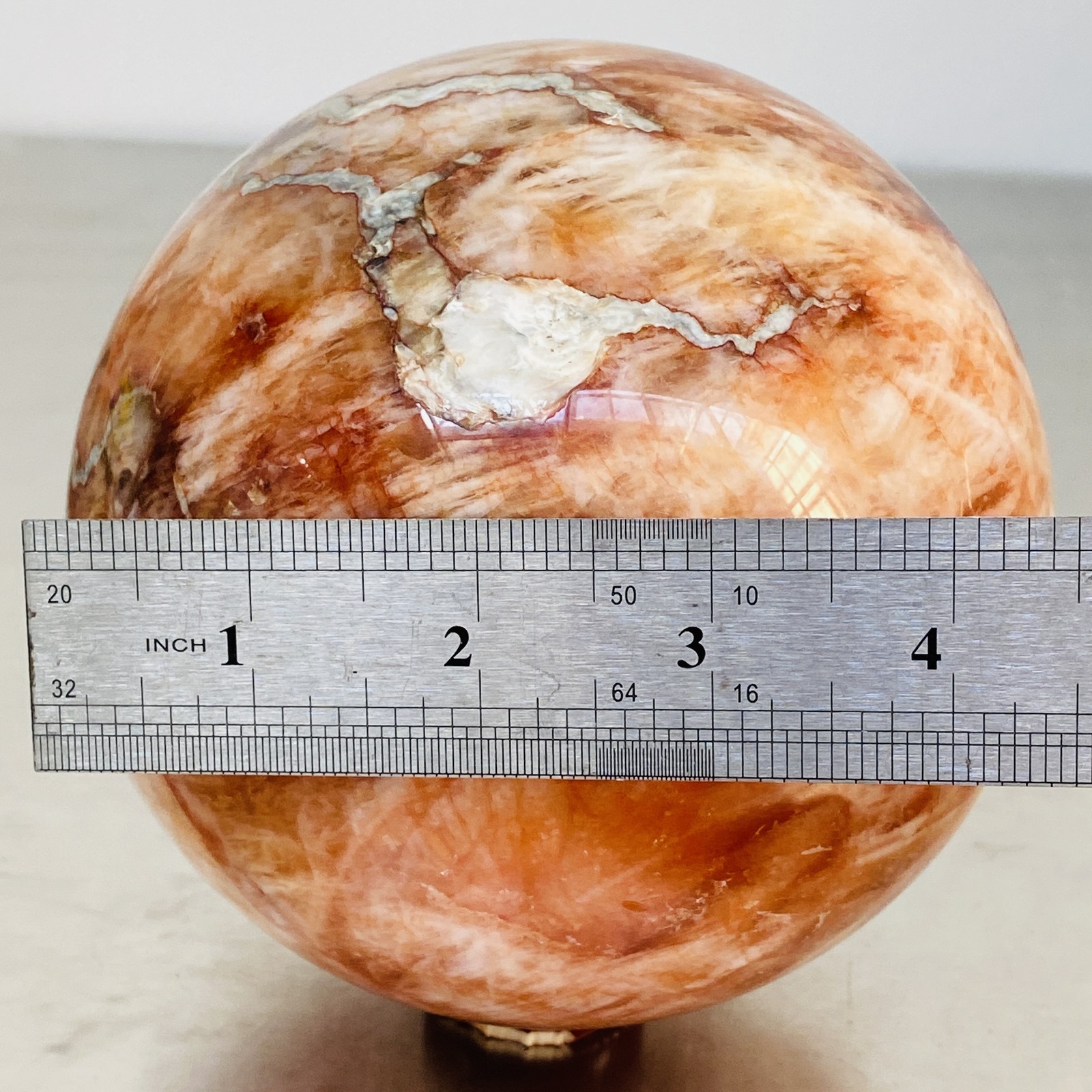 Natural Red Glue Flower Quartz Sphere Crystal Ball Healing 3160G