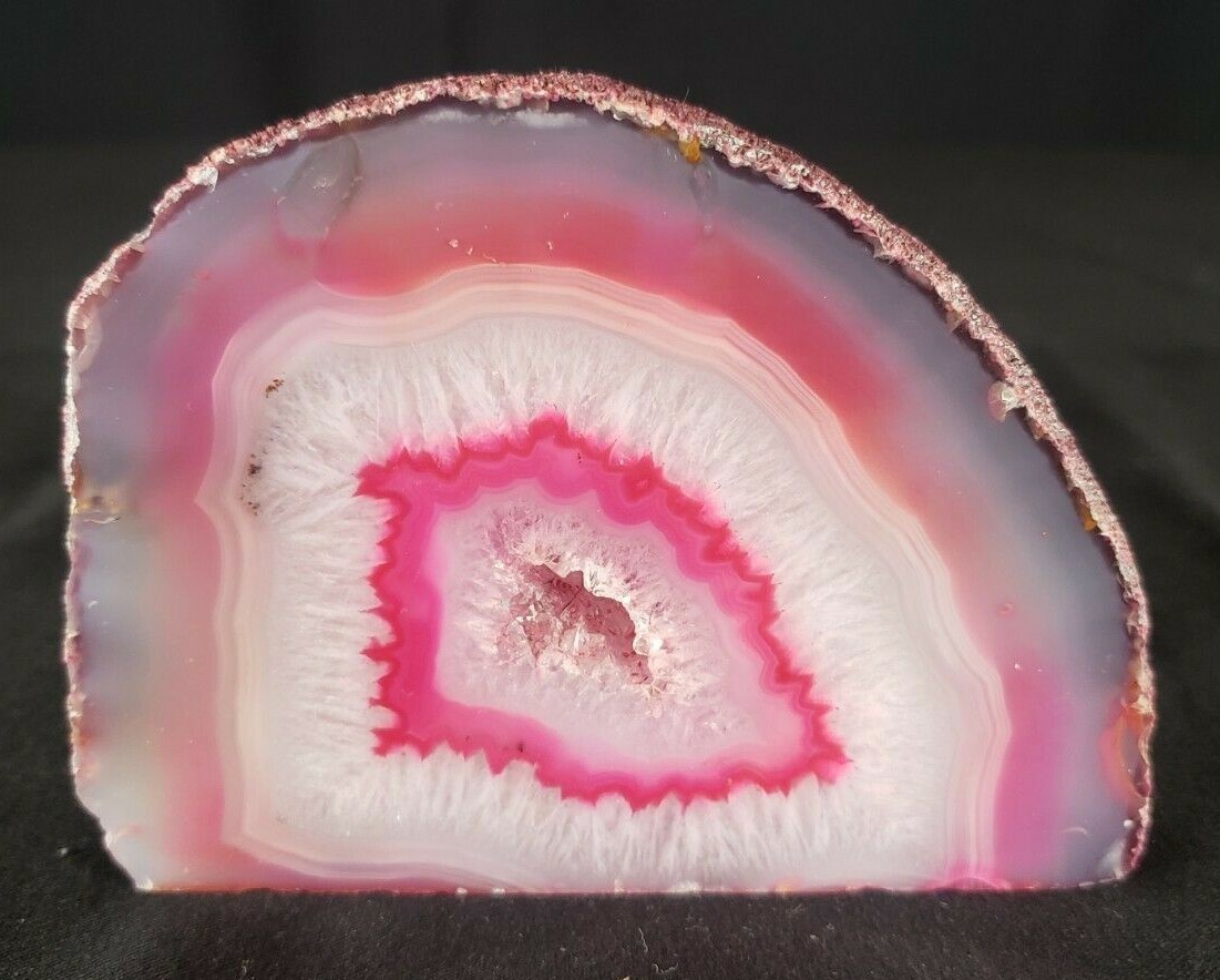 Cut Polished Dyed Pink Agate Geode – 1/4 Stone
