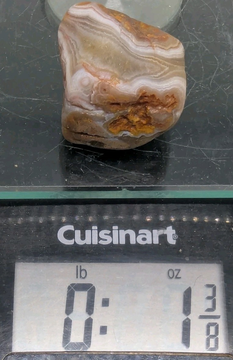 Lake Superior Agate, Great Tan, Brown And White Banding, 39 Grams (1.3+ Oz)