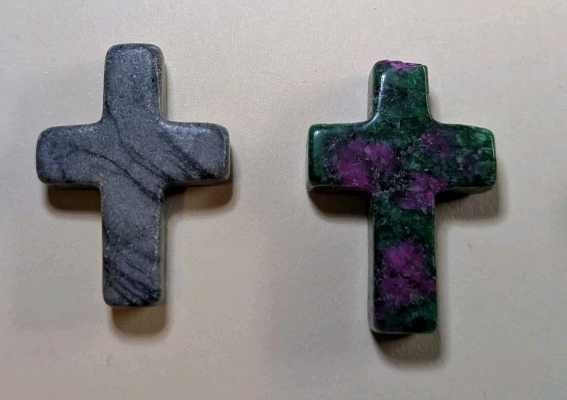 1″ Mini Crystal Crosses Natural Quartz Cross Shaped Worry Stones Charms – #10