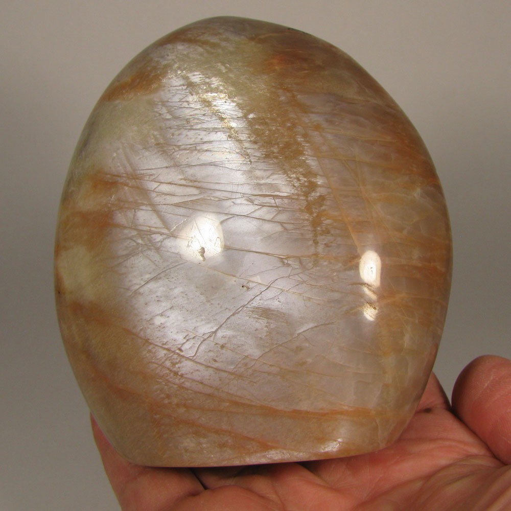 4.1″ PEACH MOONSTONE Gemstone Polished Freeform Standup – Madagascar – 1.6 lbs.